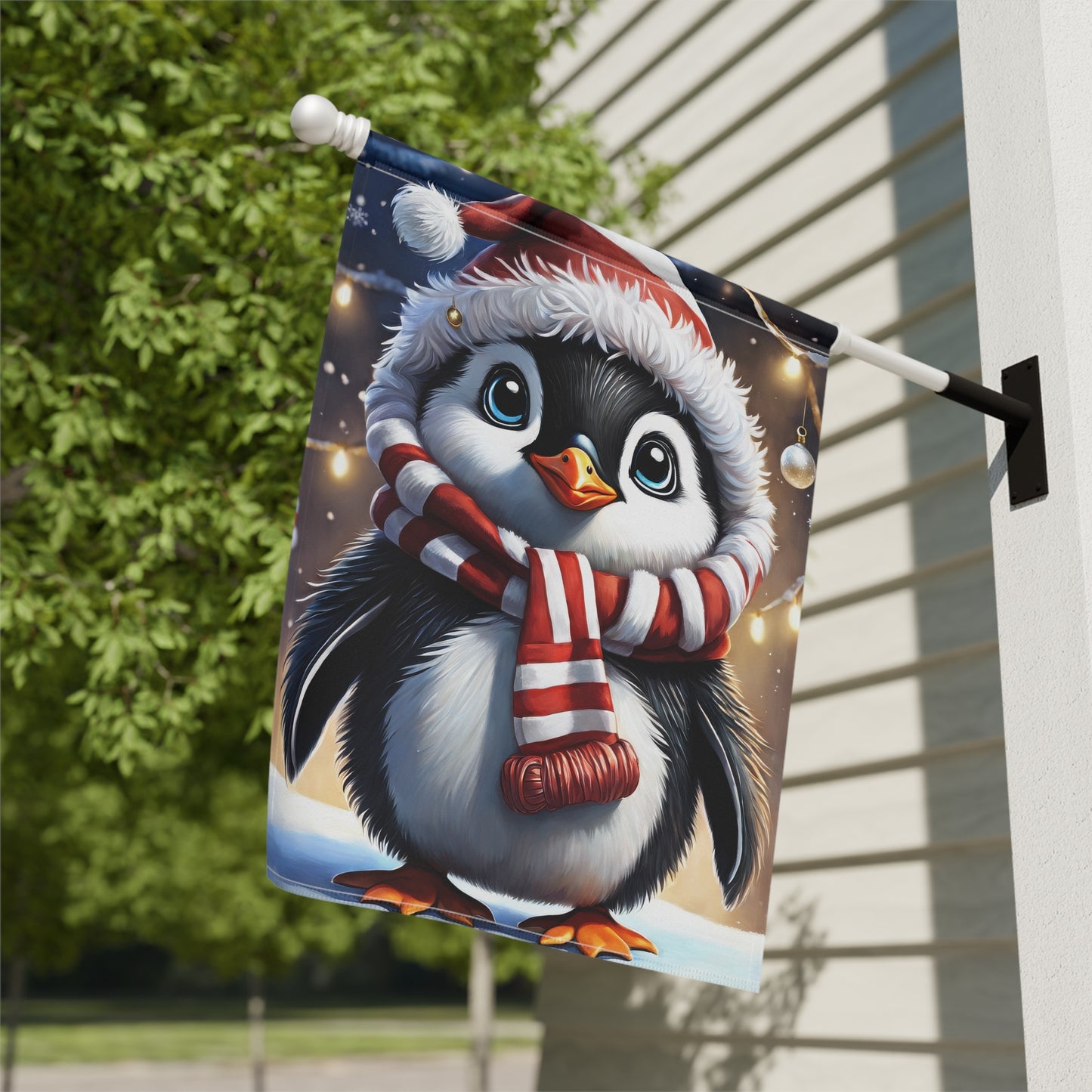 Adorable Christmas Penguin Garden Flag