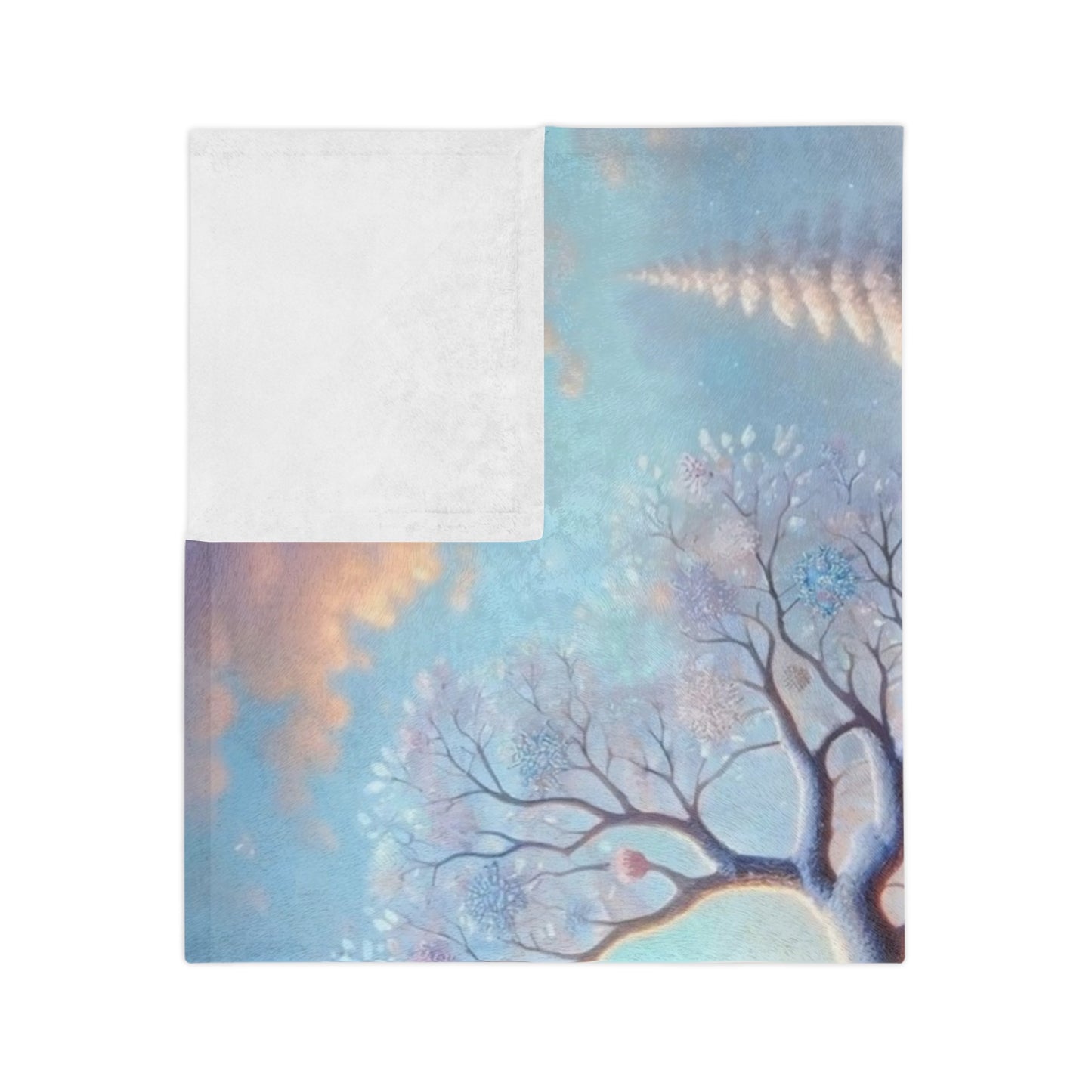 Whimsical Winter Bird Velveteen Blanket