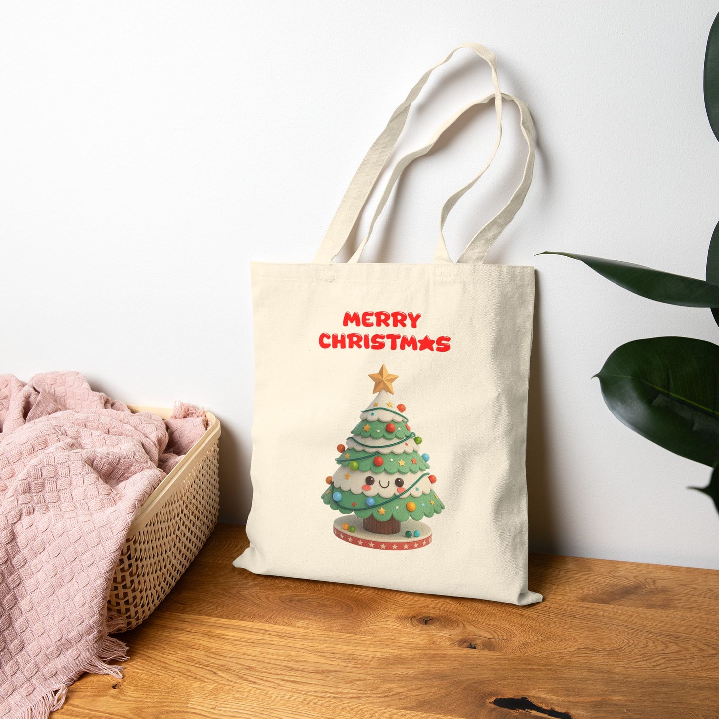 Cute Kawaii Christmas Tree Holiday Tote