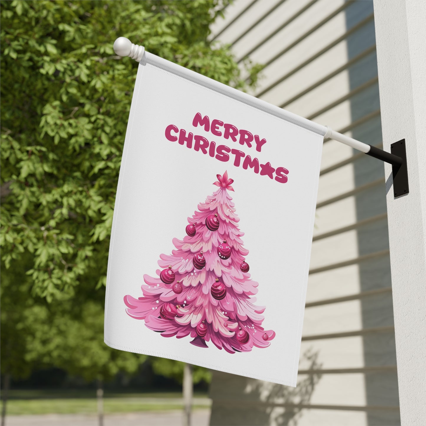 Pink Christmas Tree Garden Flag