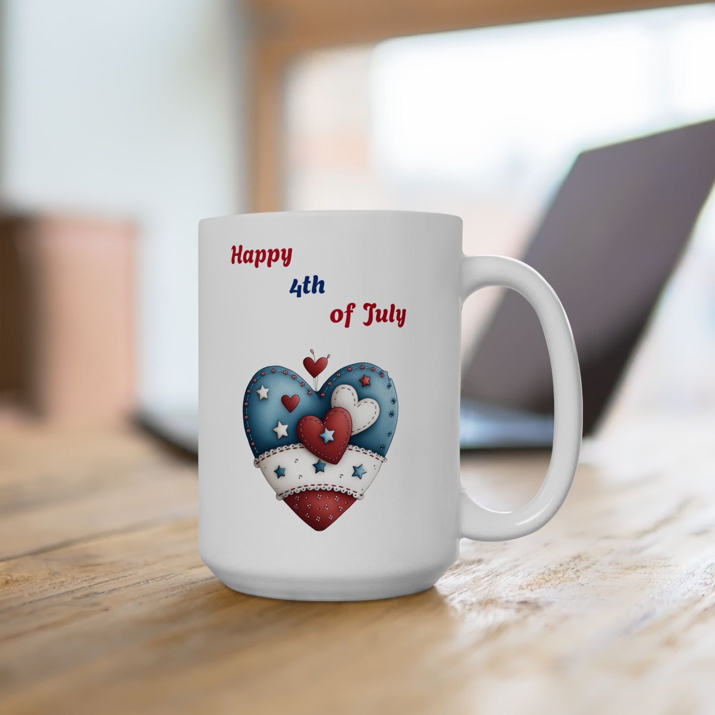 Decorative Stars & Stripes Heart Mug