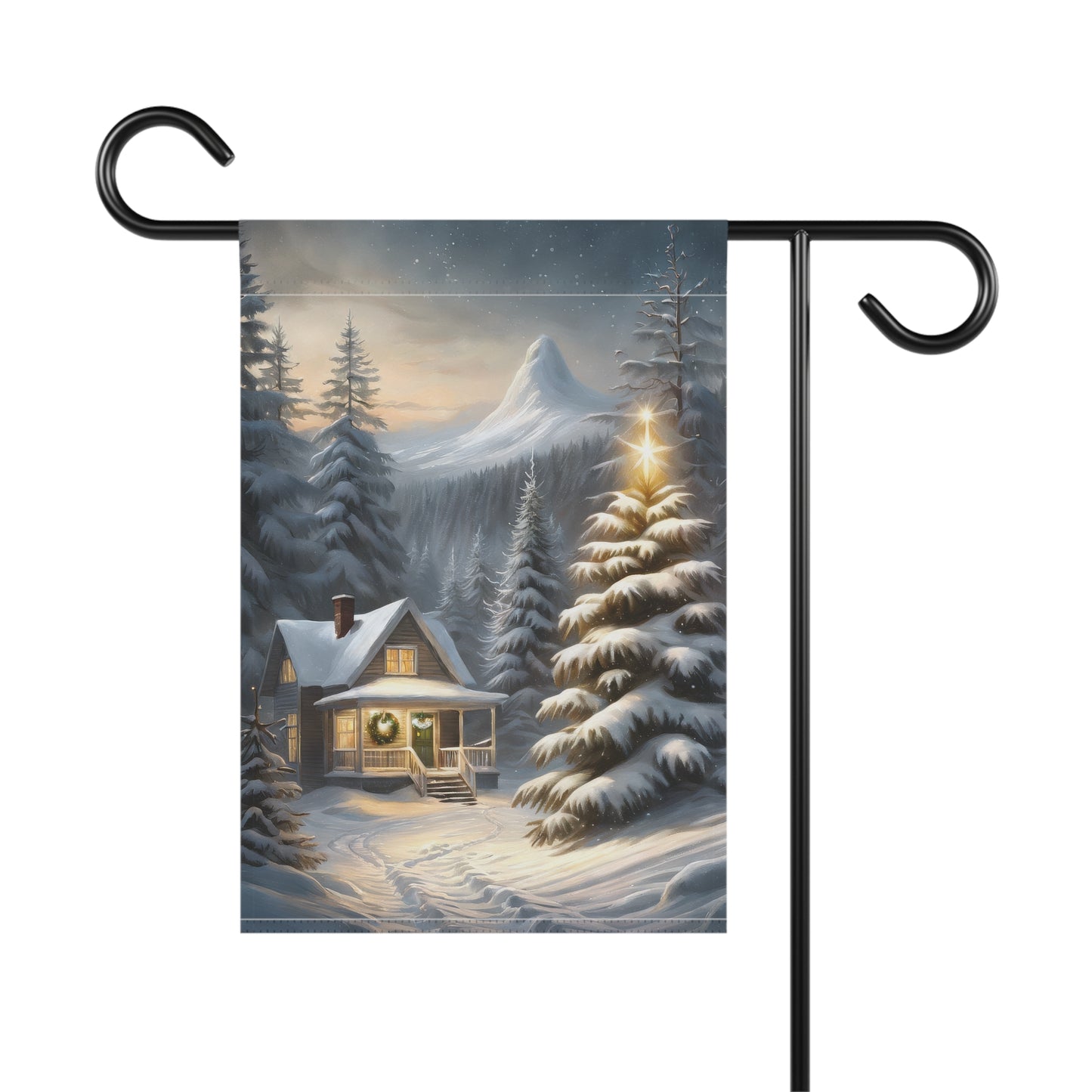Cozy Winter Cabin Garden Flag