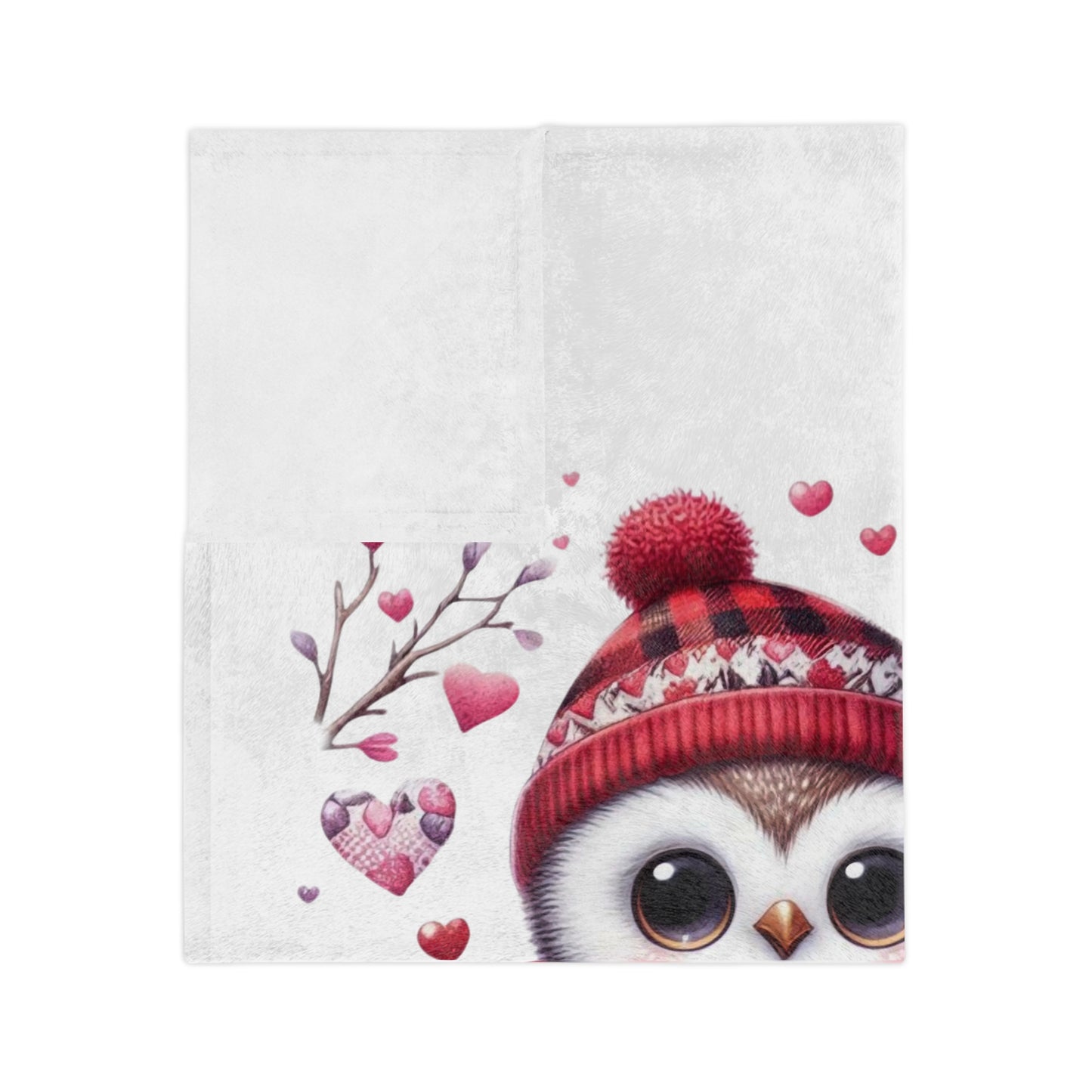 Owl Valentine's Day Velveteen Blanket