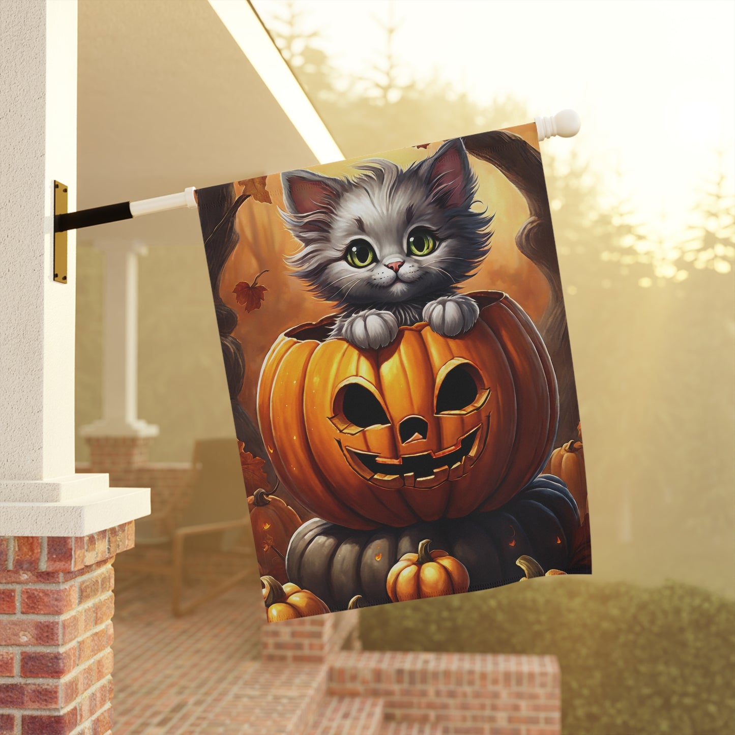 Cute Kitten Halloween Garden Flag/ House Banner