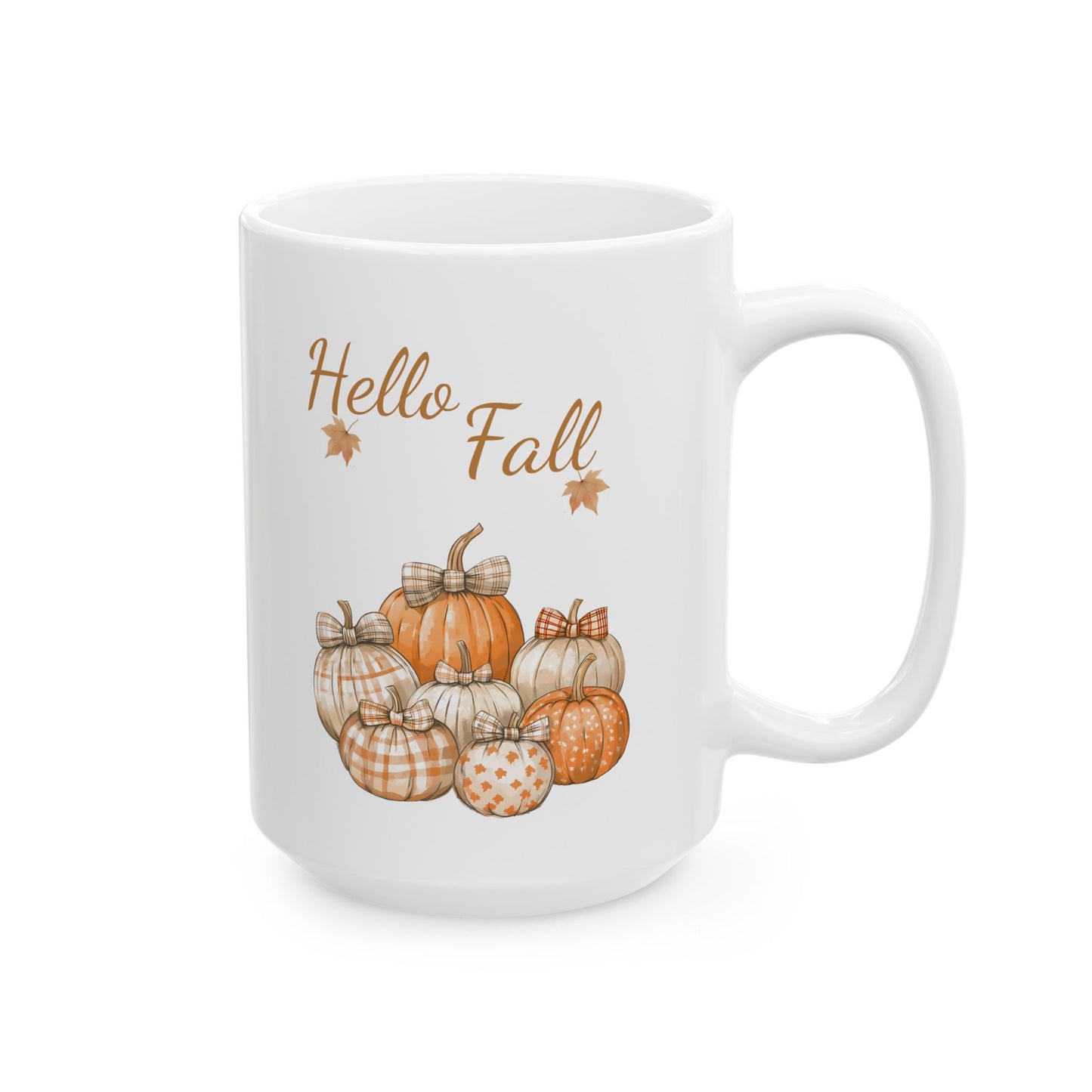 "Hello Fall" Plaid Pumpkin Coffee Mug