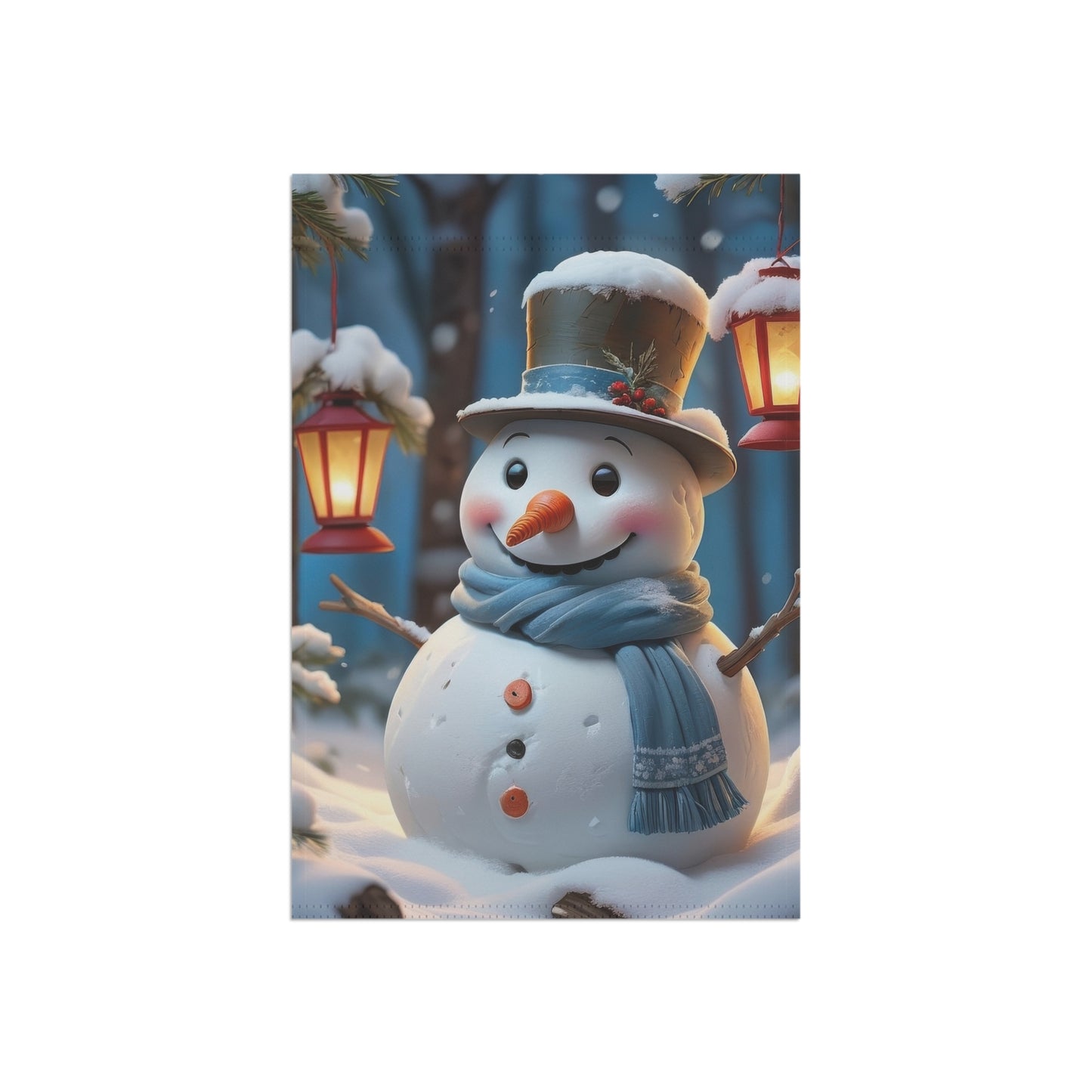 Snowman in a Top Hat Garden Flag