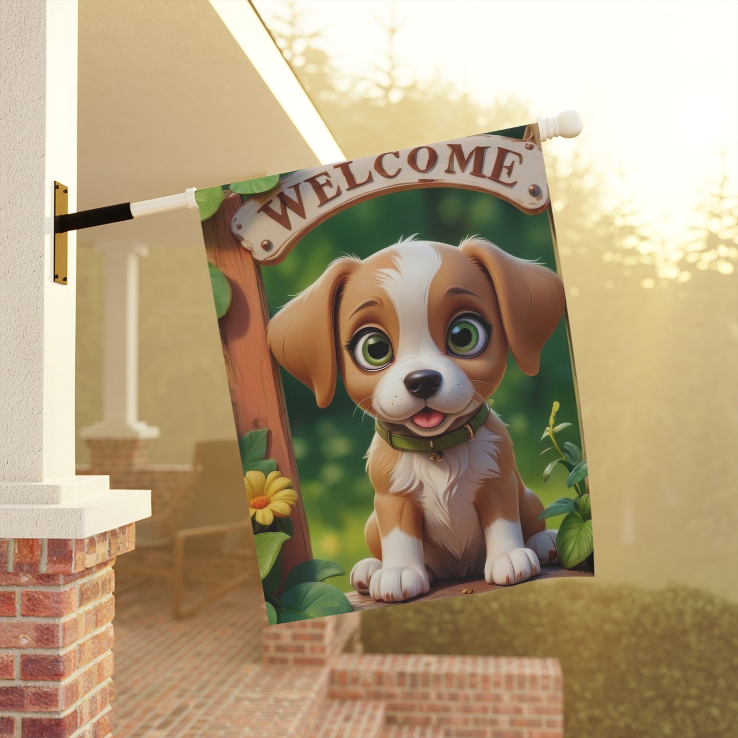 Cute Puppy Dog Welcome Garden Flag