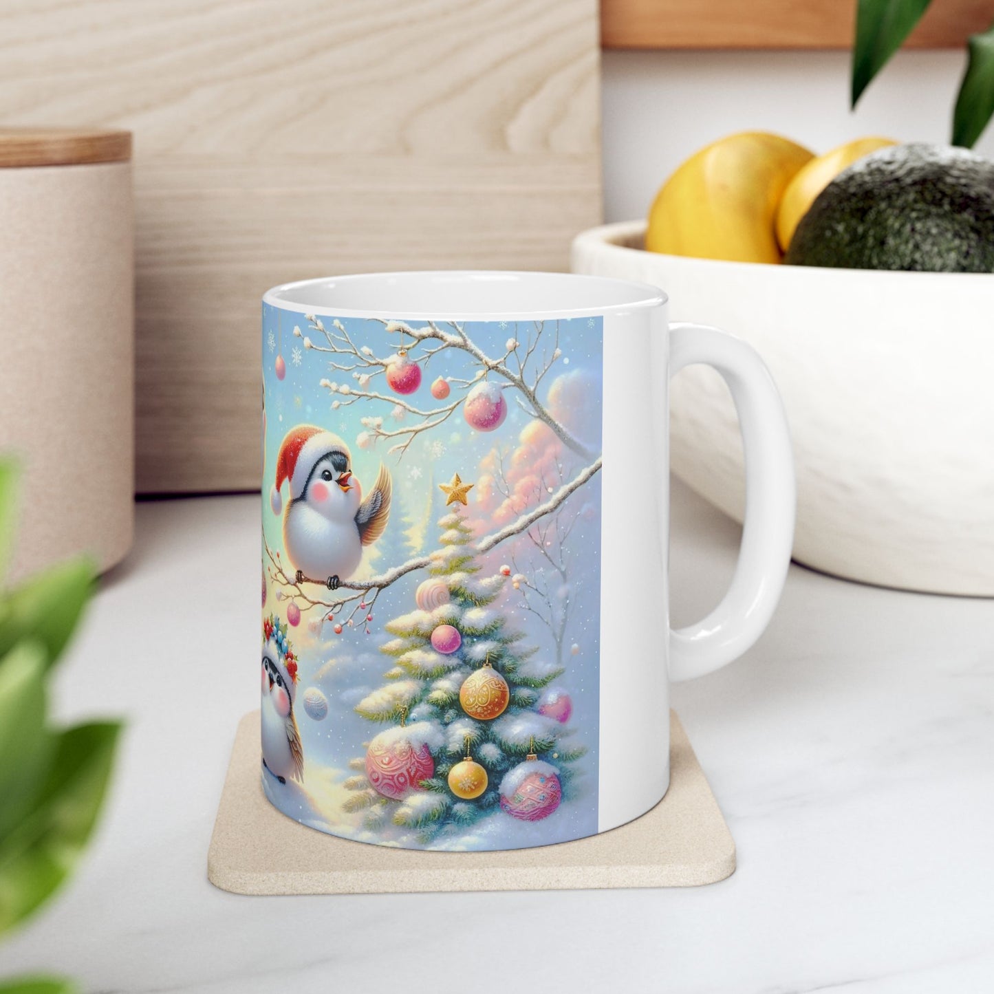 Adorable Christmas Birds Coffee Mug