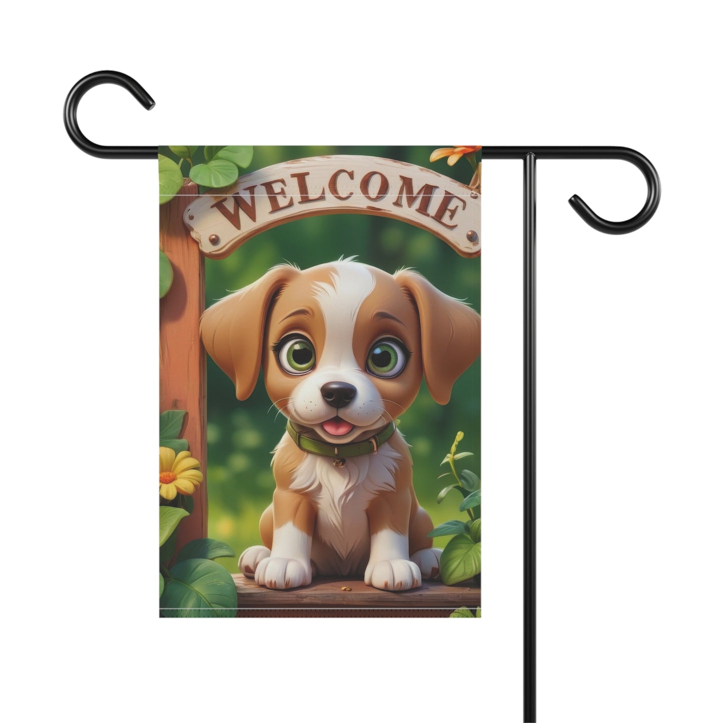 Cute Puppy Dog Welcome Garden Flag