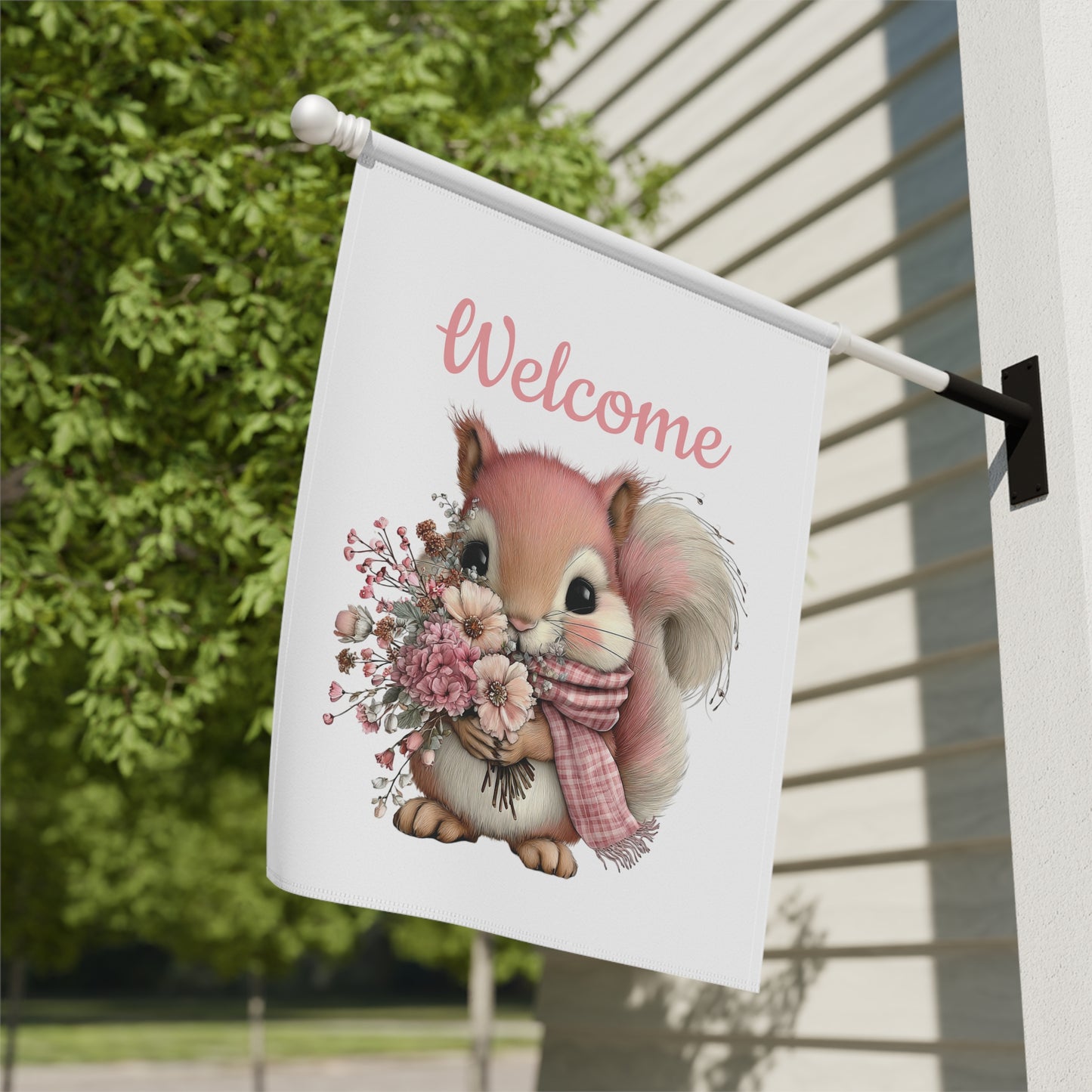 Welcome Squirrel Garden Flag