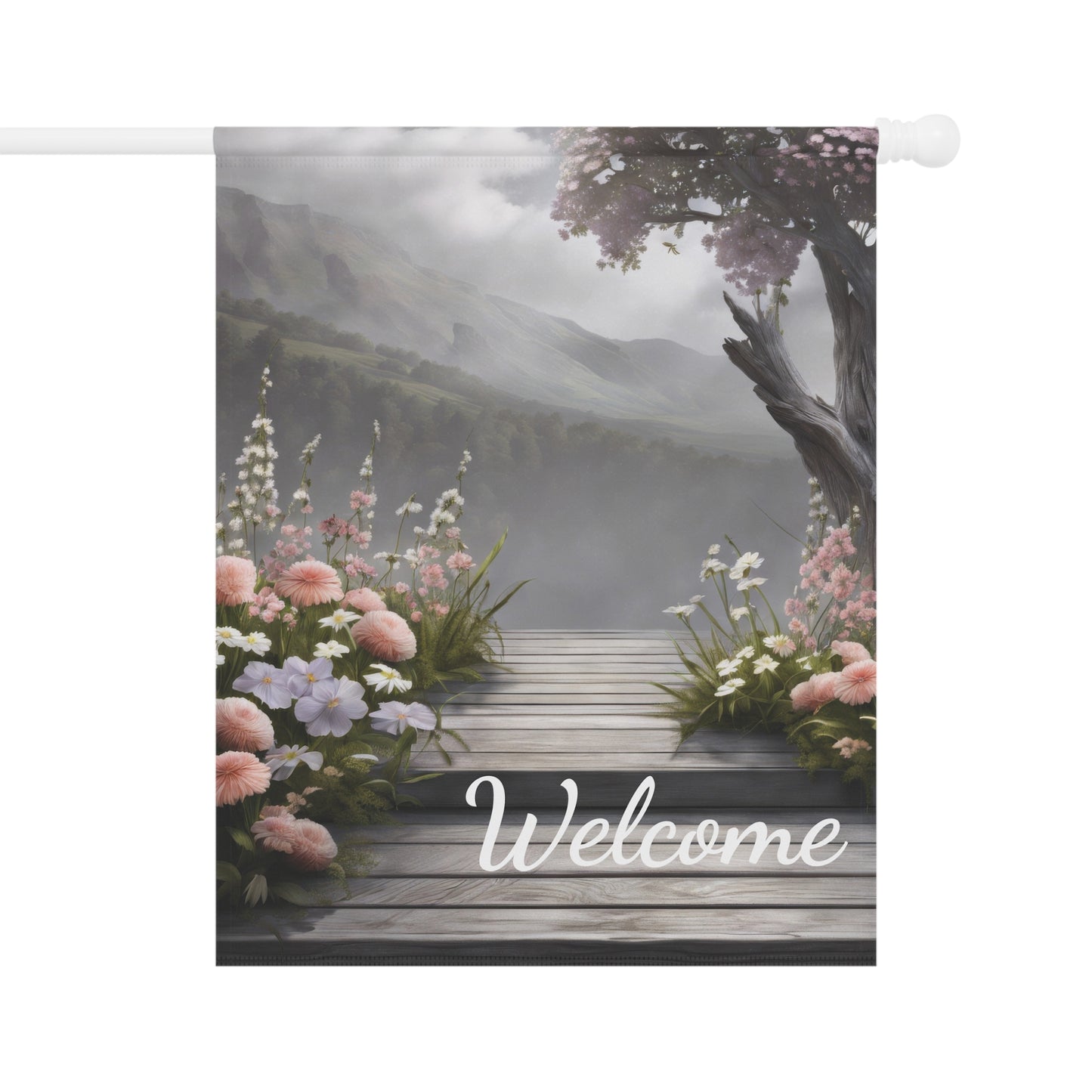 Mountain View Welcome Garden Flag