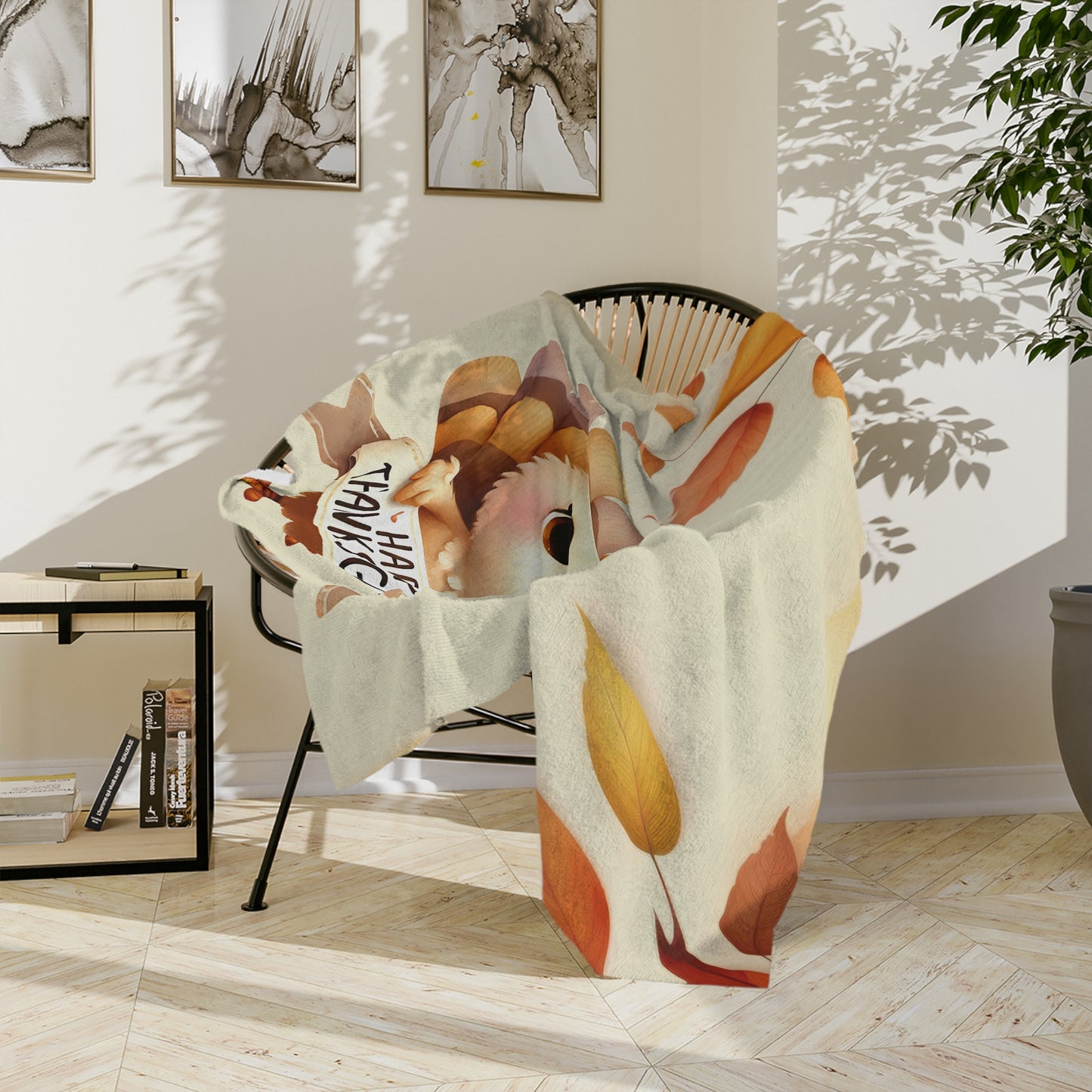 Happy Thanksgiving Banner Turkey Velveteen Blanket