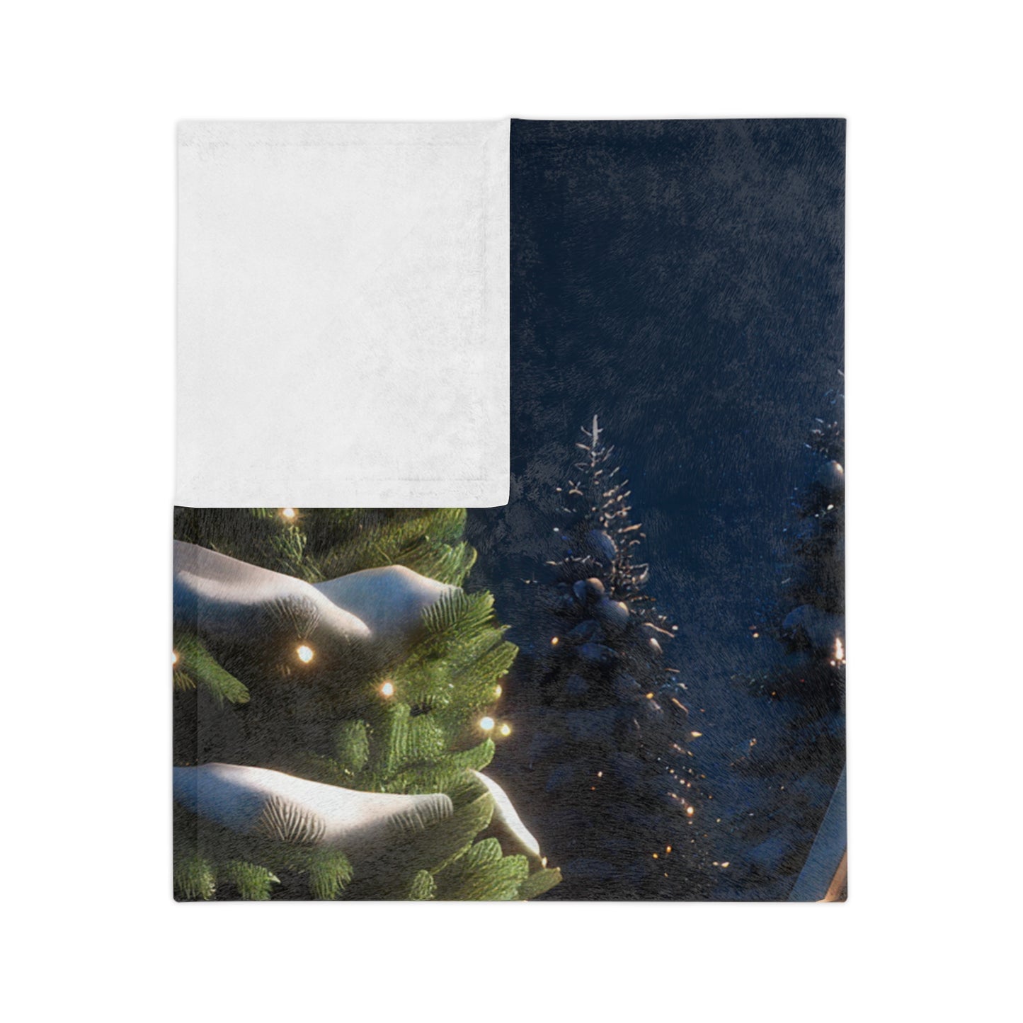 Snowman at Christmas Cottage Velveteen Plush Blanket