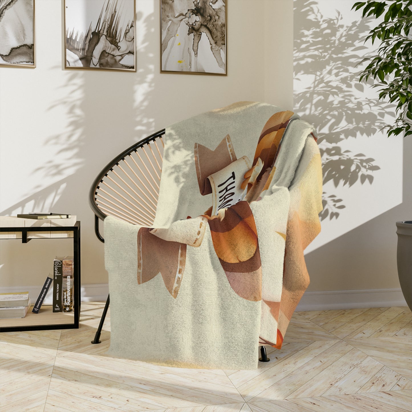 Happy Thanksgiving Banner Turkey Velveteen Blanket