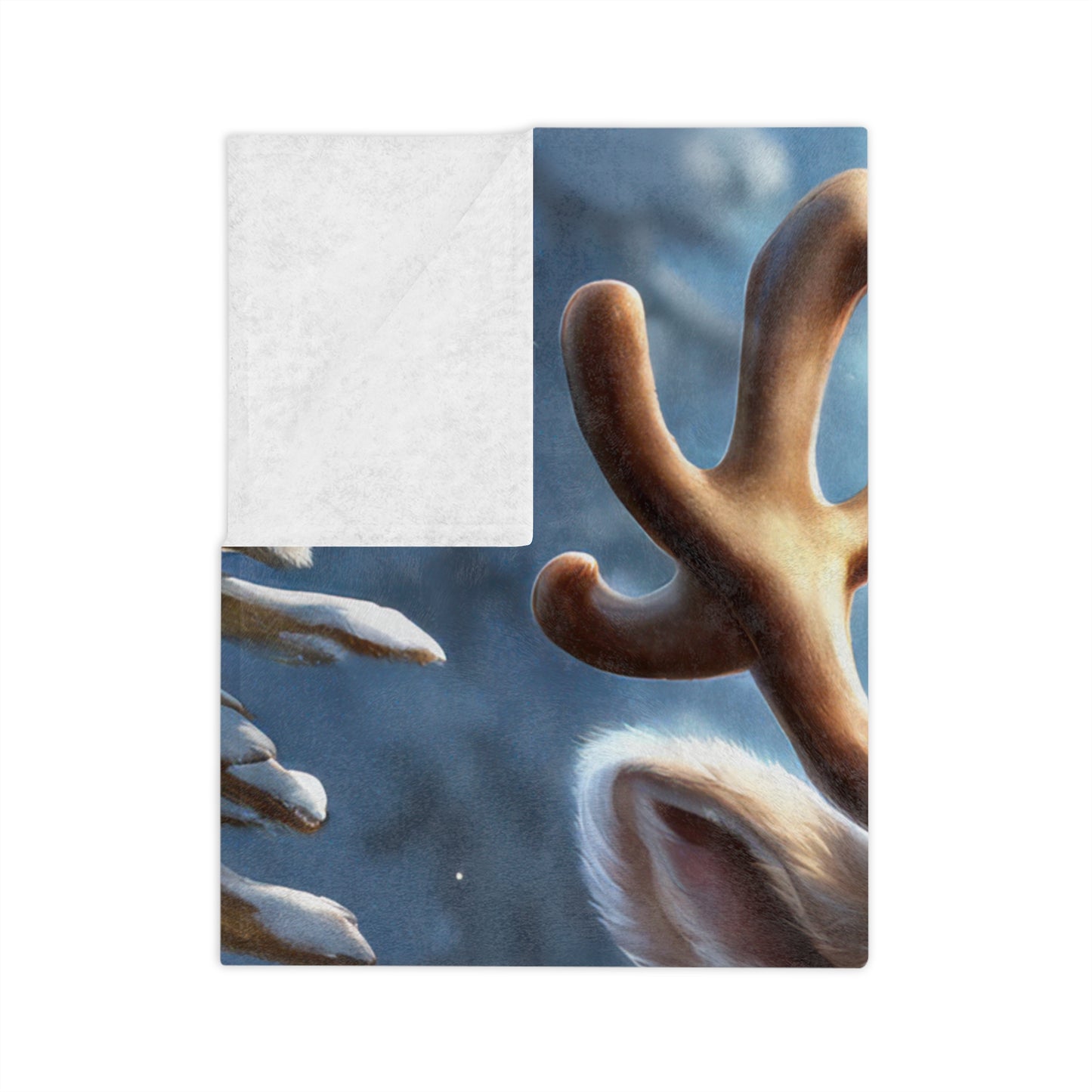 Cozy Velveteen Winter Throw with a Cute Reindeer