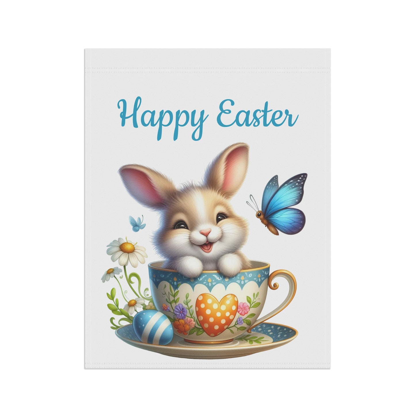 Adorable Easter Bunny in Teacup Garden Flag
