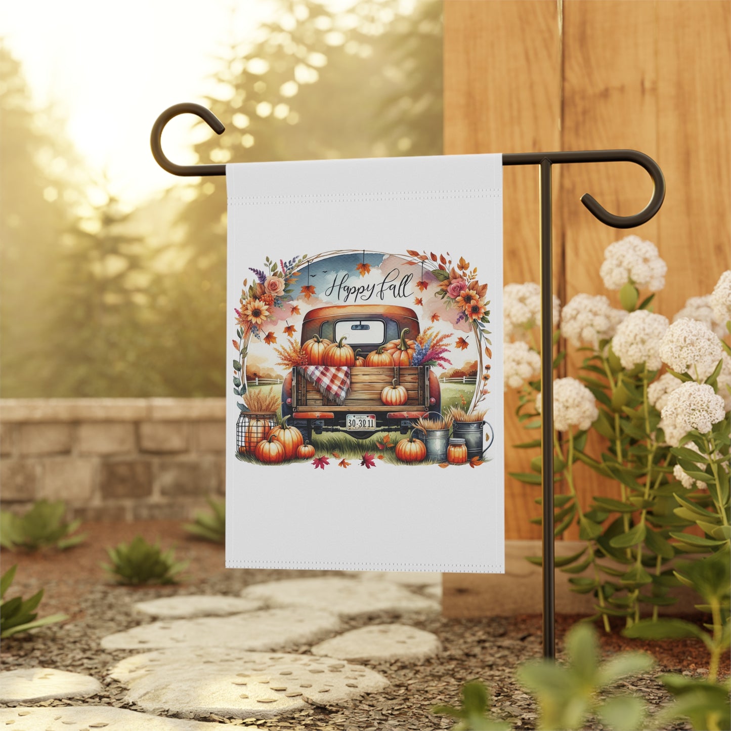 "Happy Fall" Vintage Truck & Pumpkin Garden Flag