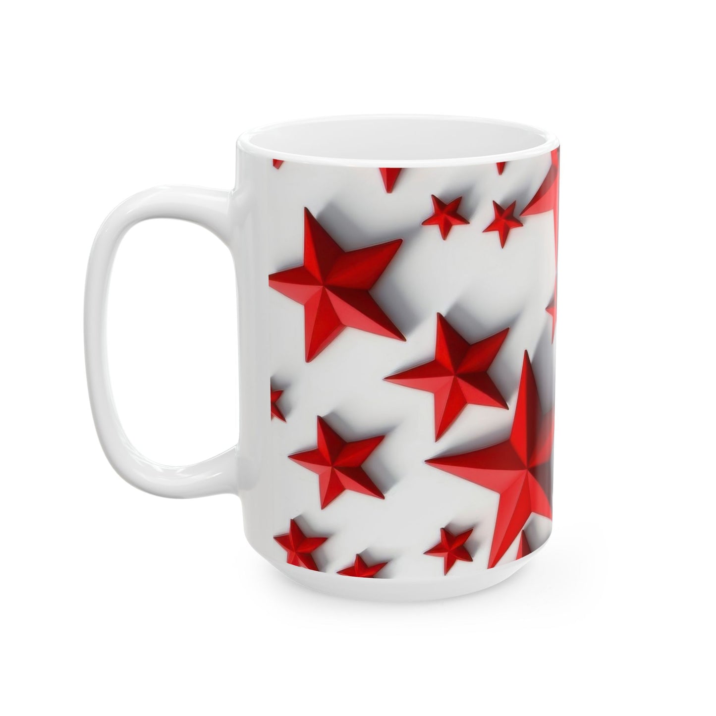 Bold Red 3D Stars Coffee Mug