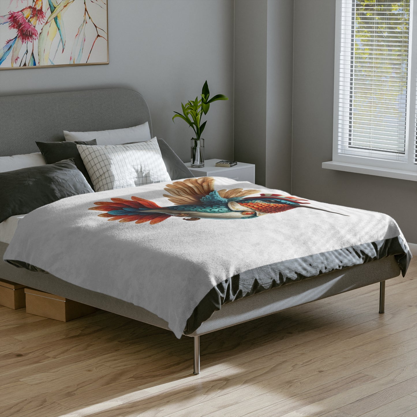 Patriotic Hummingbird Velveteen Plush Blanket