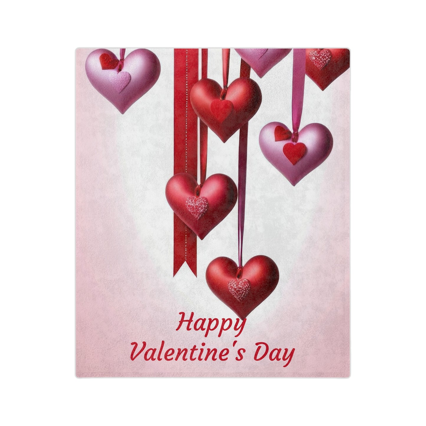 Happy Valentine's Day Hanging Hearts Blanket