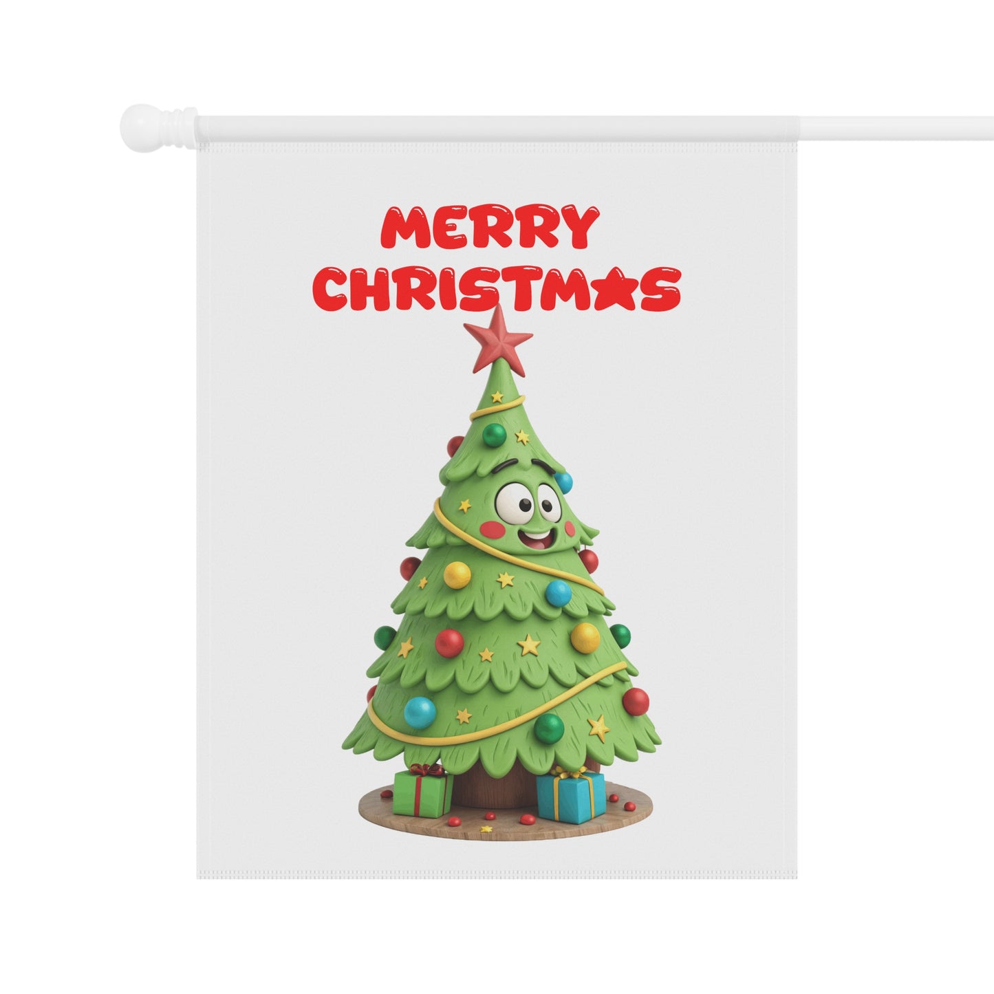 Funny Cartoon Christmas Tree Garden Flag