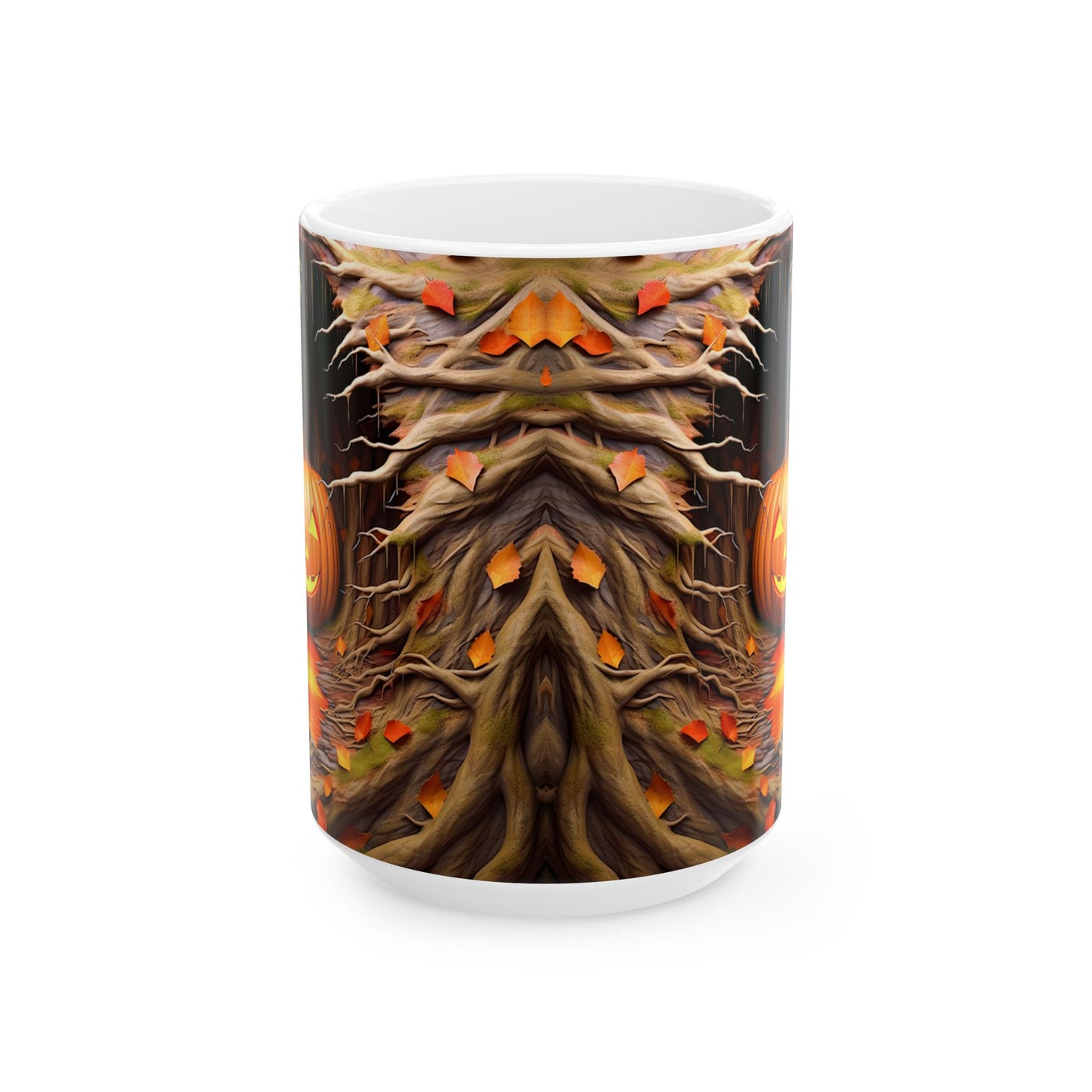 Enchanting 3D Jack-O'-Lantern Tree Cave Coffee Mug