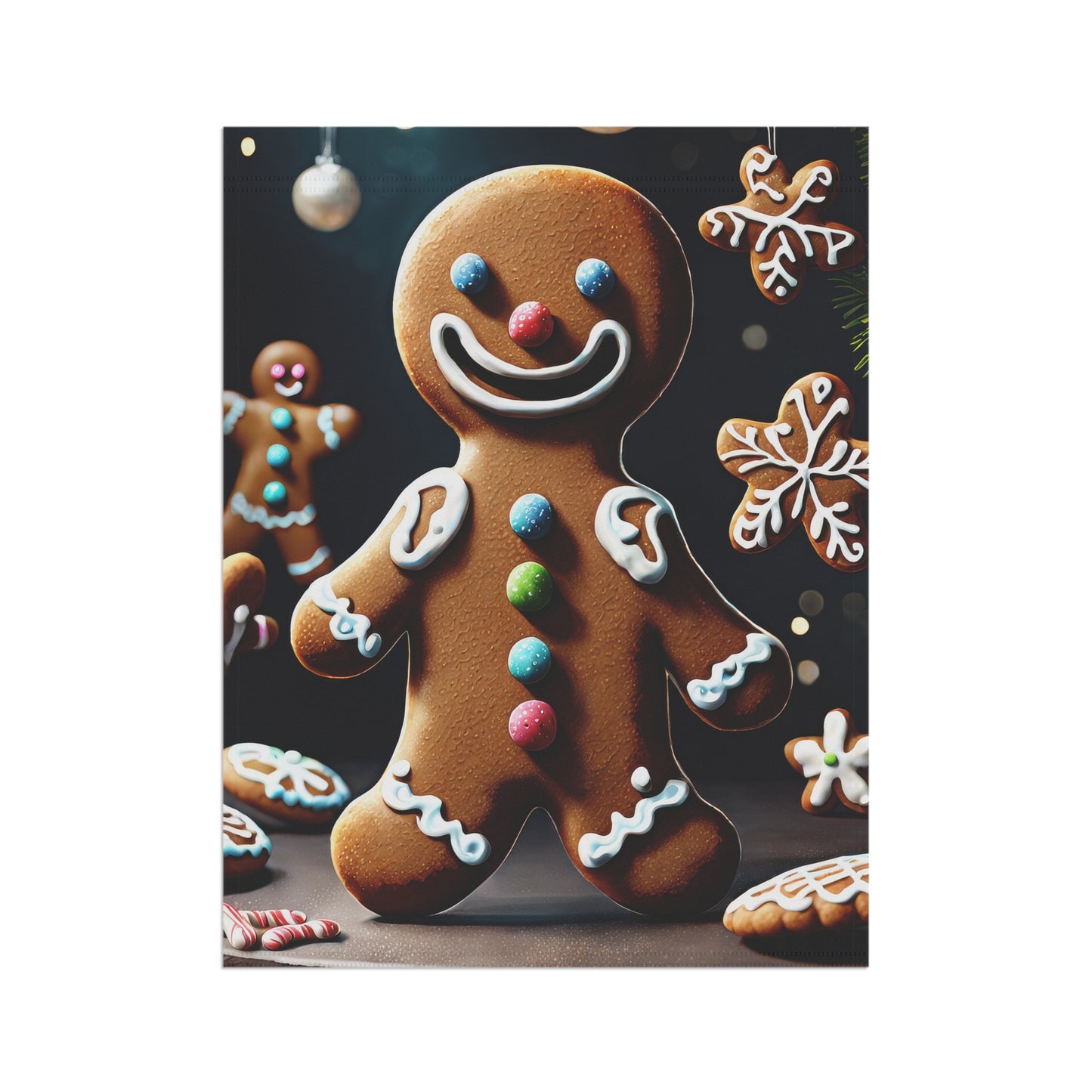 Cute Gingerbread Man Holiday Garden Flag/ House Banner