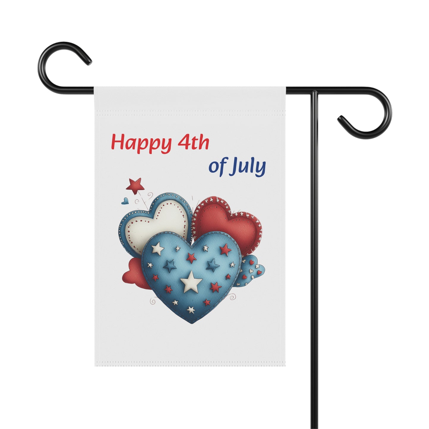 Patriotic Red, White, and Blue Hearts Garden Flag