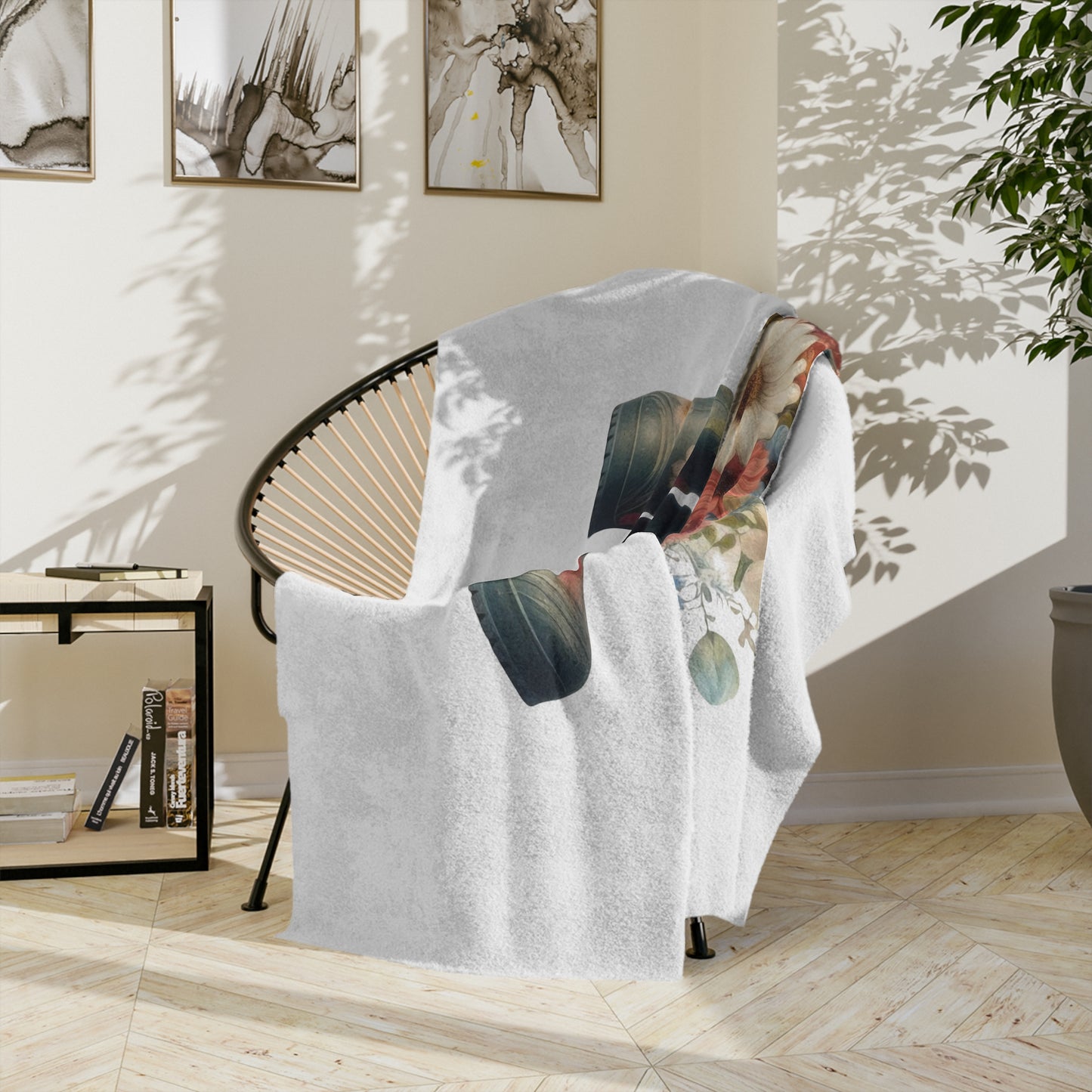 Hello Spring Floral Velveteen Blanket, Cozy Lightweight Throw,