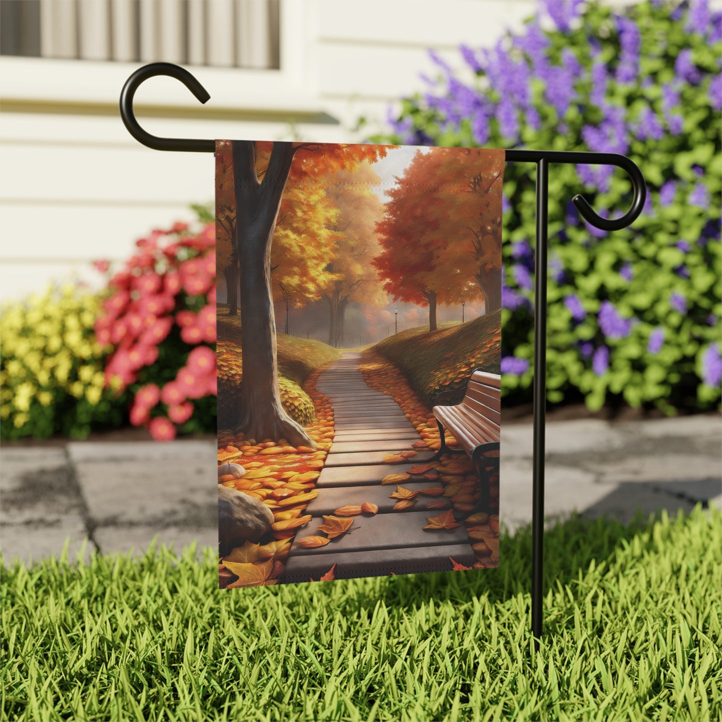 Scenic Autumn Garden Flag