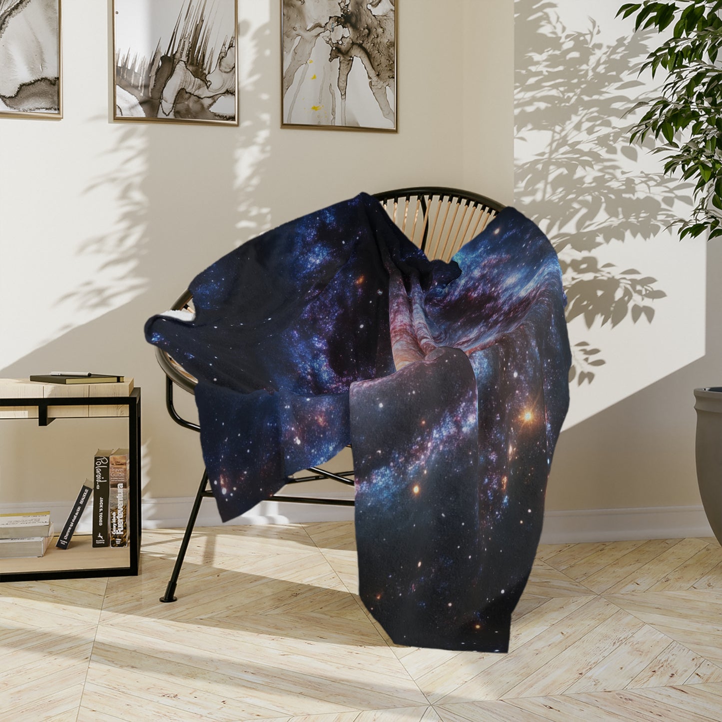 Lightweight Velveteen Plush Blanket with Spiral Galaxy Design