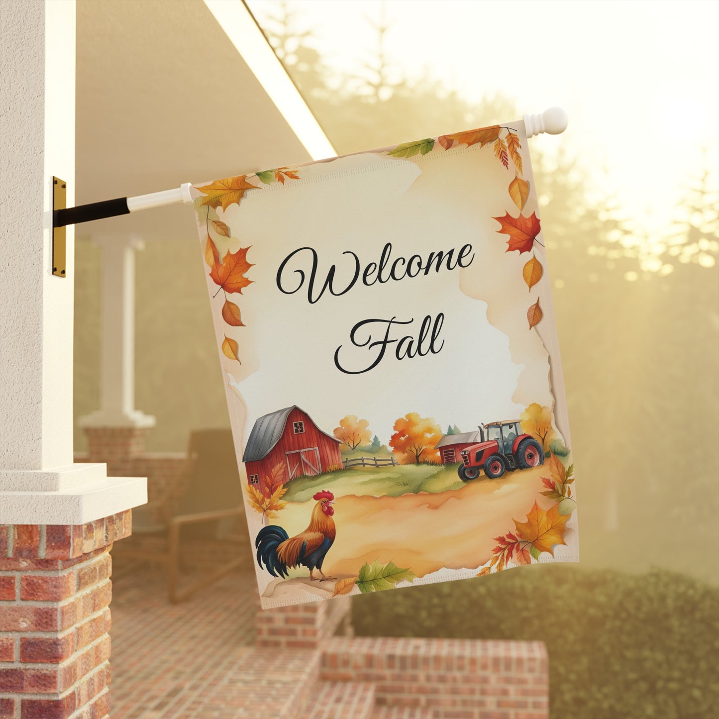 Rustic Farm Scene Welcome Garden Flag