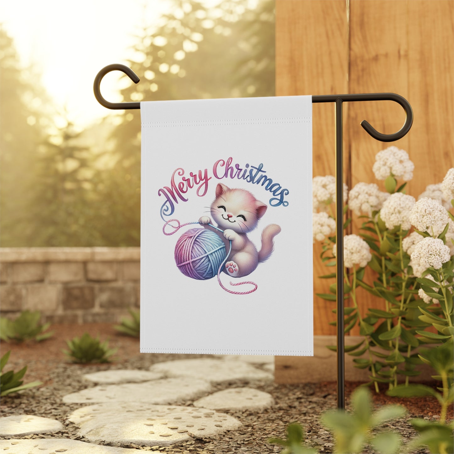 Cute Kitten Christmas Garden Flag
