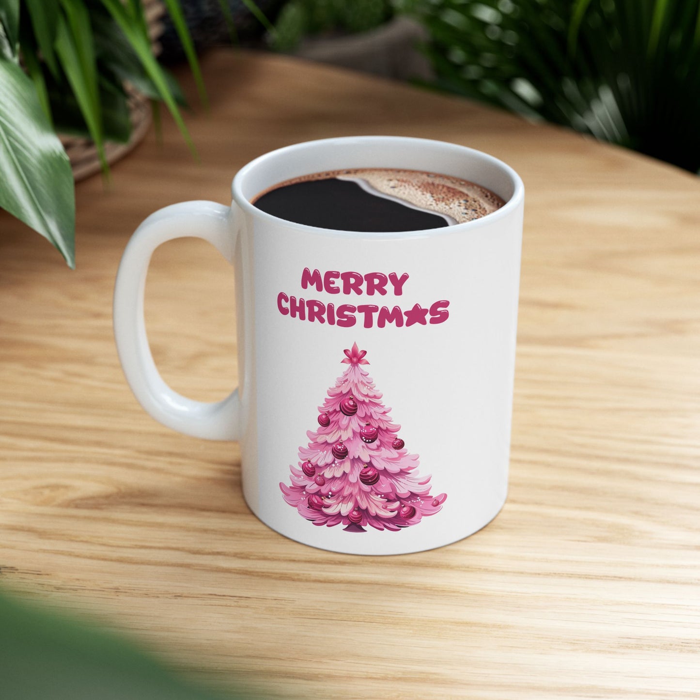 Cute Pink Christmas Tree Coffee Mug