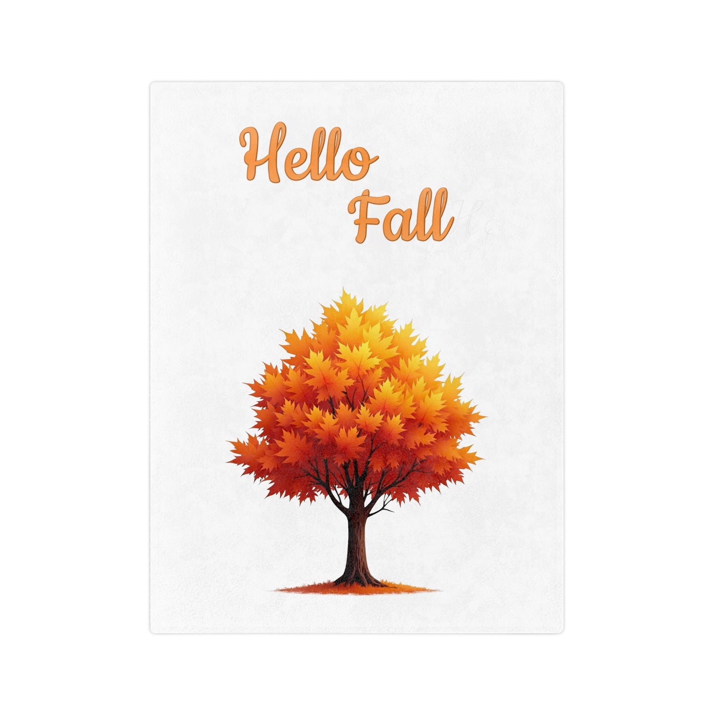 Hello Fall Autumn Tree Velveteen Blanket,