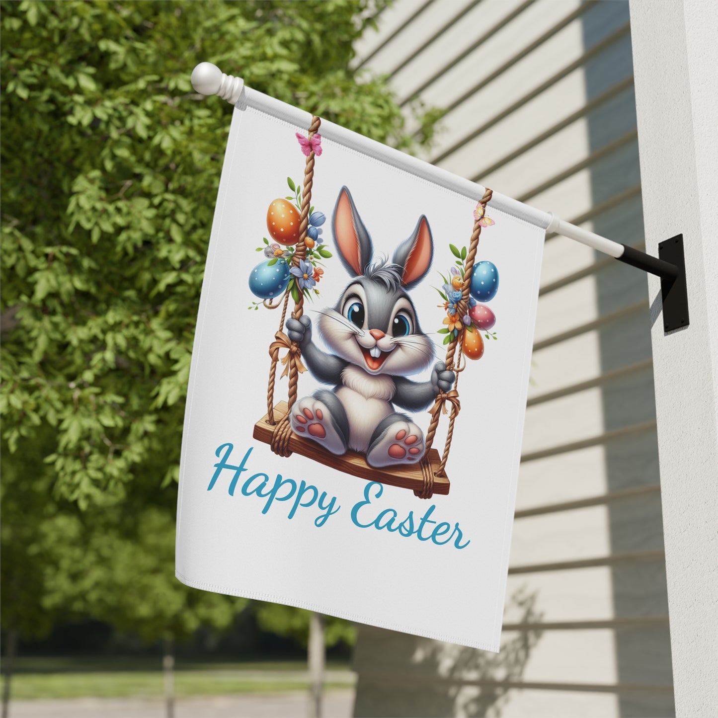 Happy Easter Bunny on Swing Garden Flag