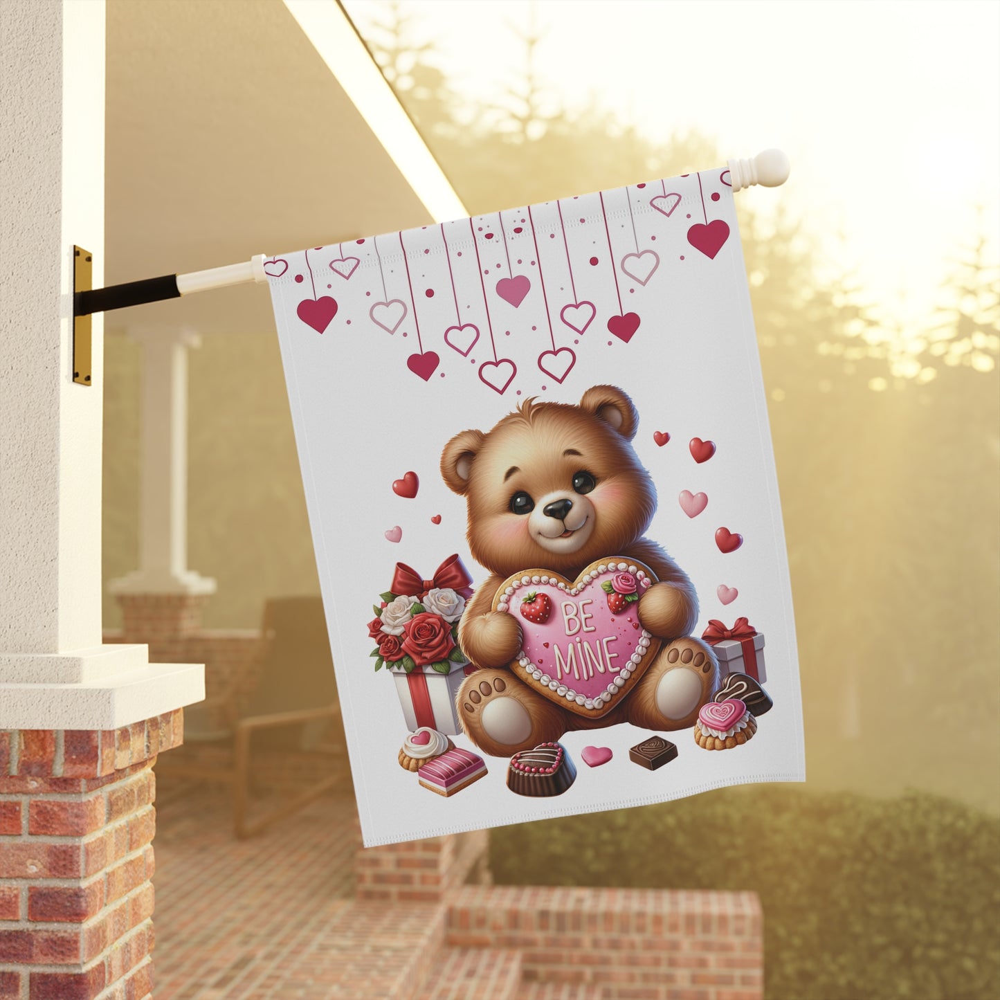 Valentine Teddy Bear Garden Flag