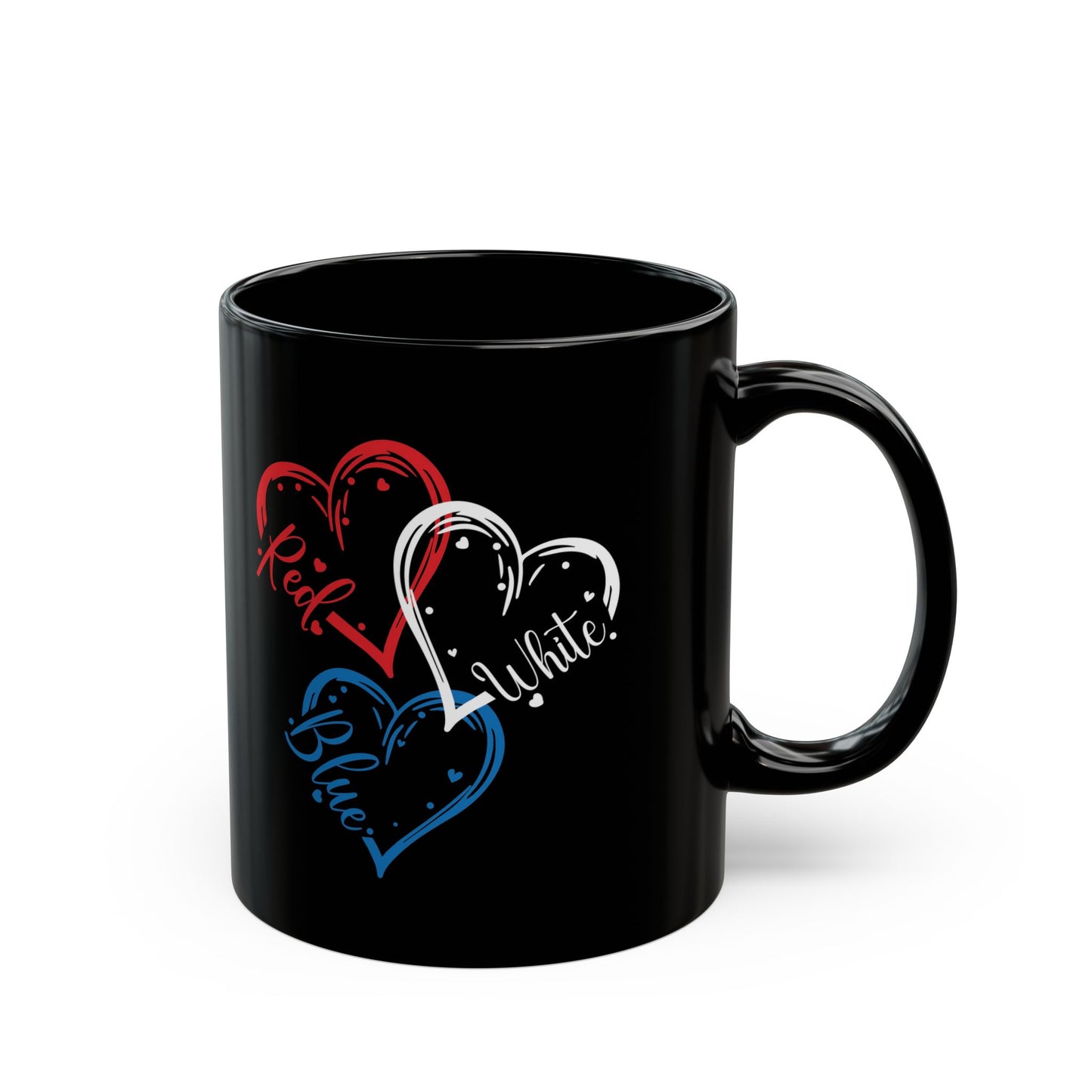 Patriotic Mug Coffee Mug With Red, White, and Blue Hearts