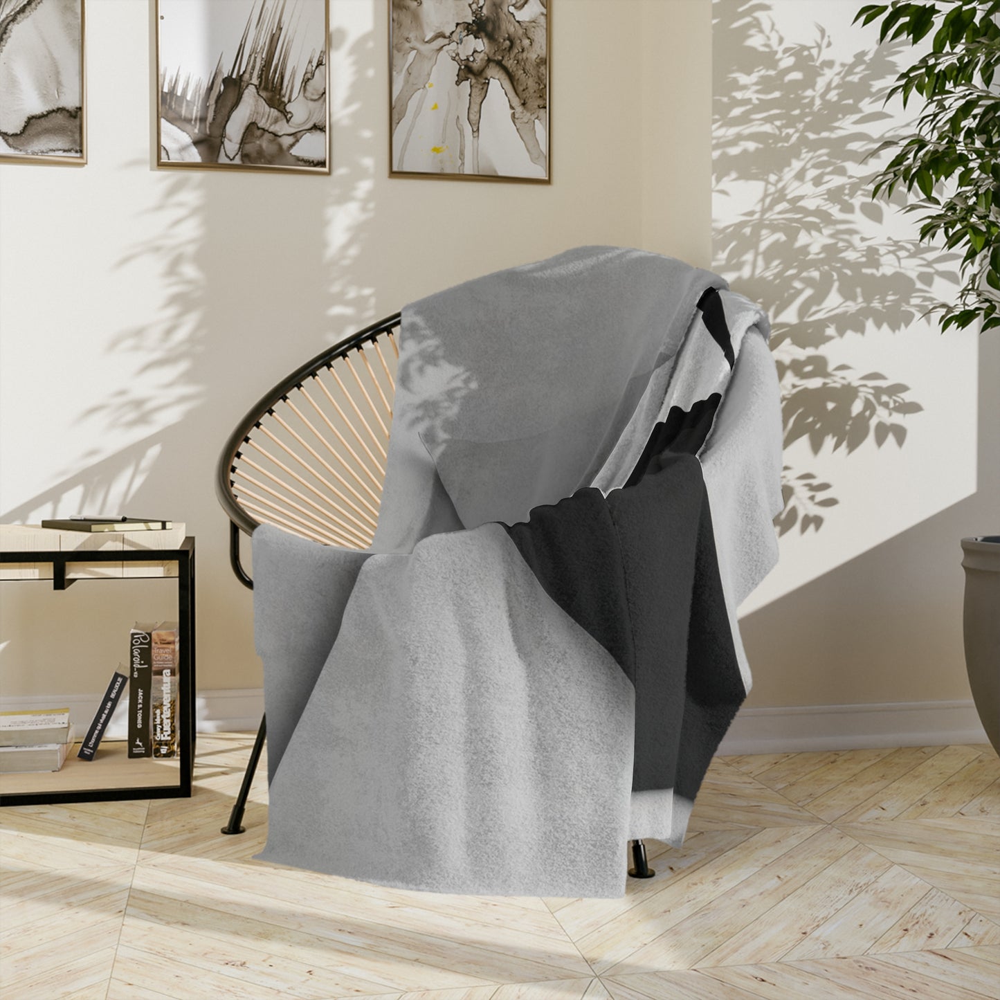 Abstract Black and White Velveteen Blanket