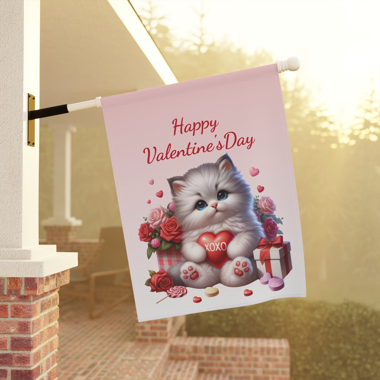 Valentine Kitten Garden Flag