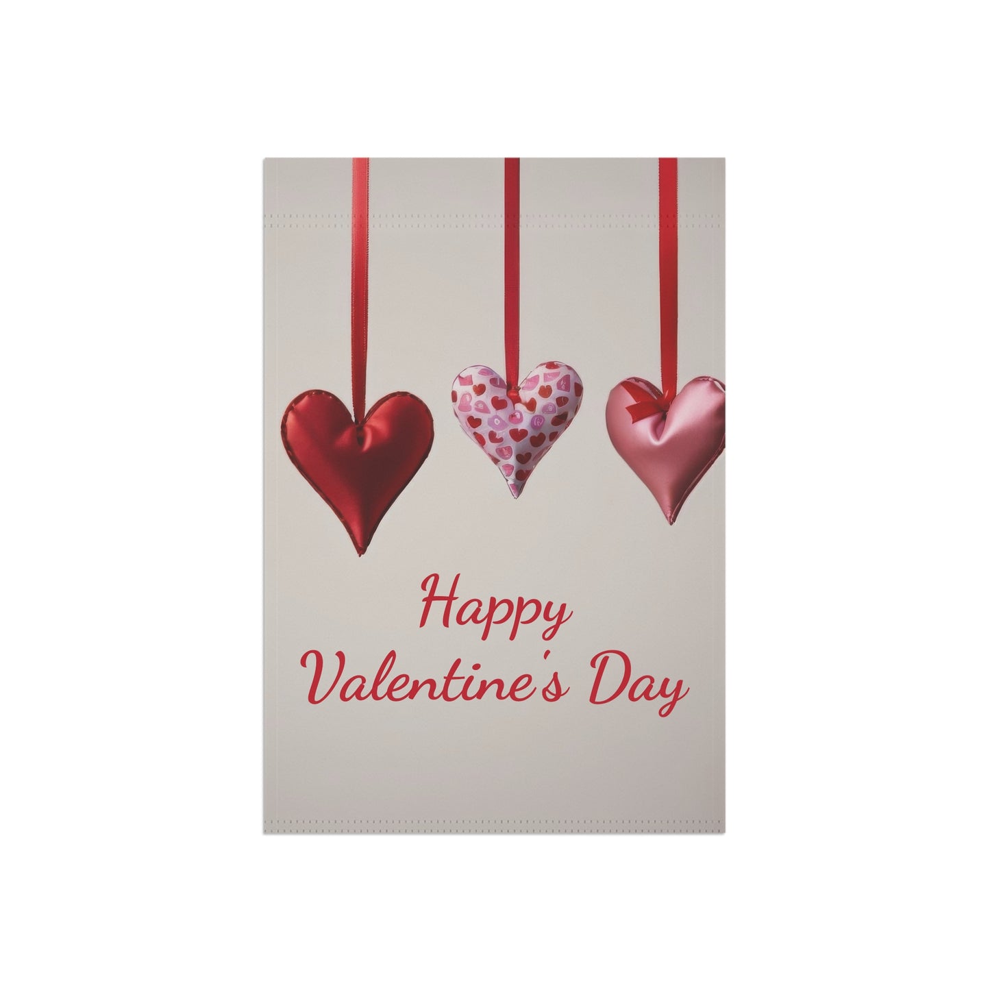 Elegant Red & Pink Hanging Hearts Valentine Garden Flag