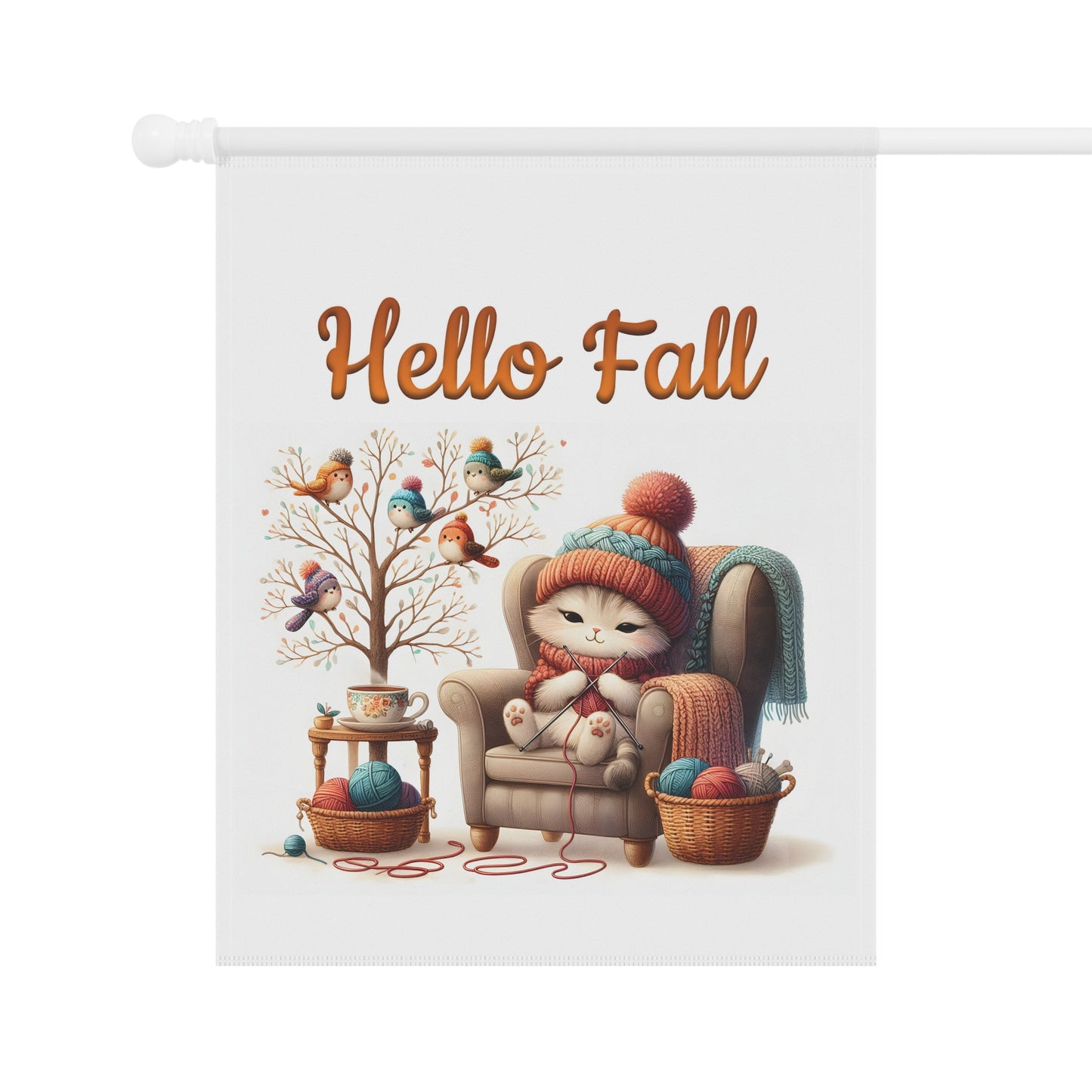 "Hello Fall" Cozy Cat Garden Flag