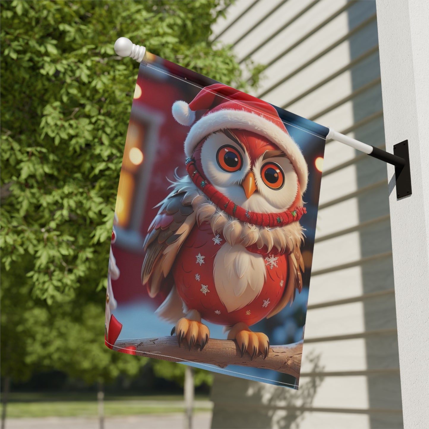Festive Owl Holiday Garden Flag