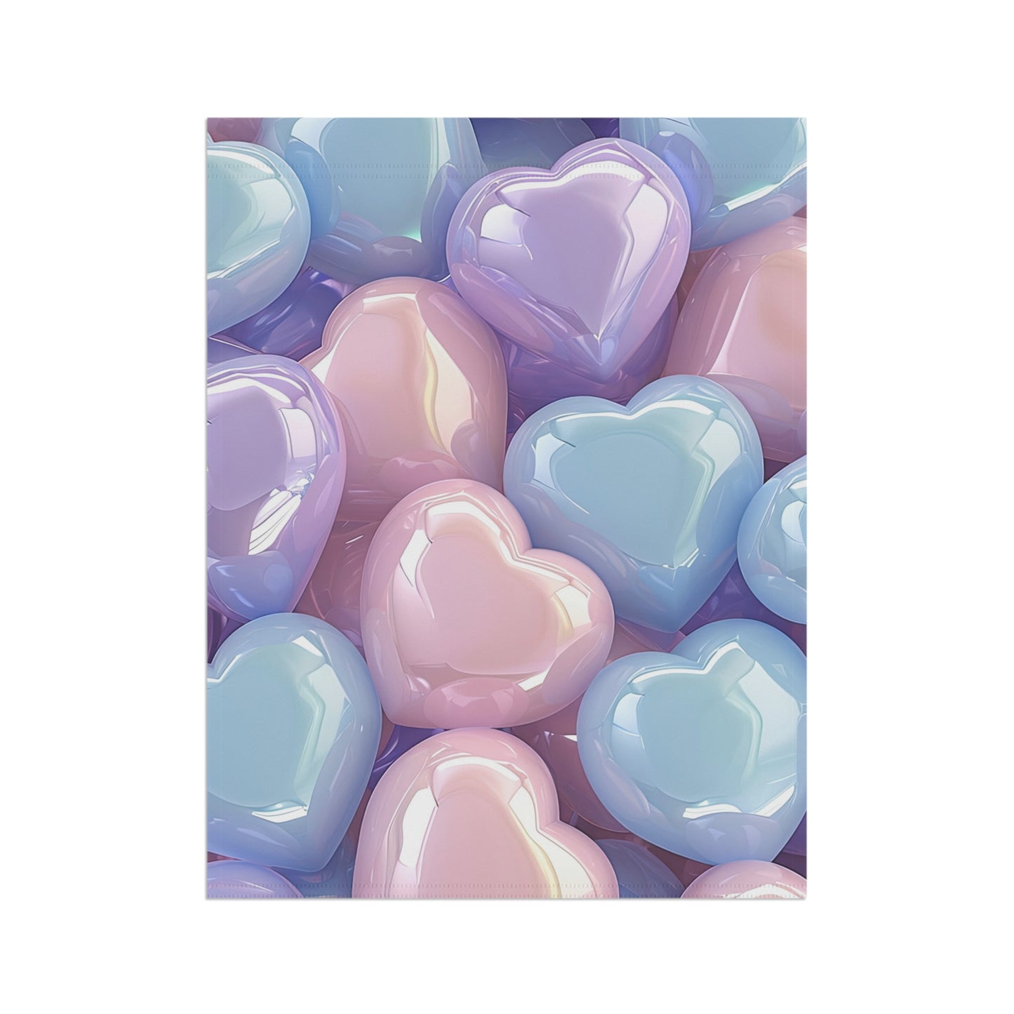 Glossy Pastel Heart Cluster Garden Flag