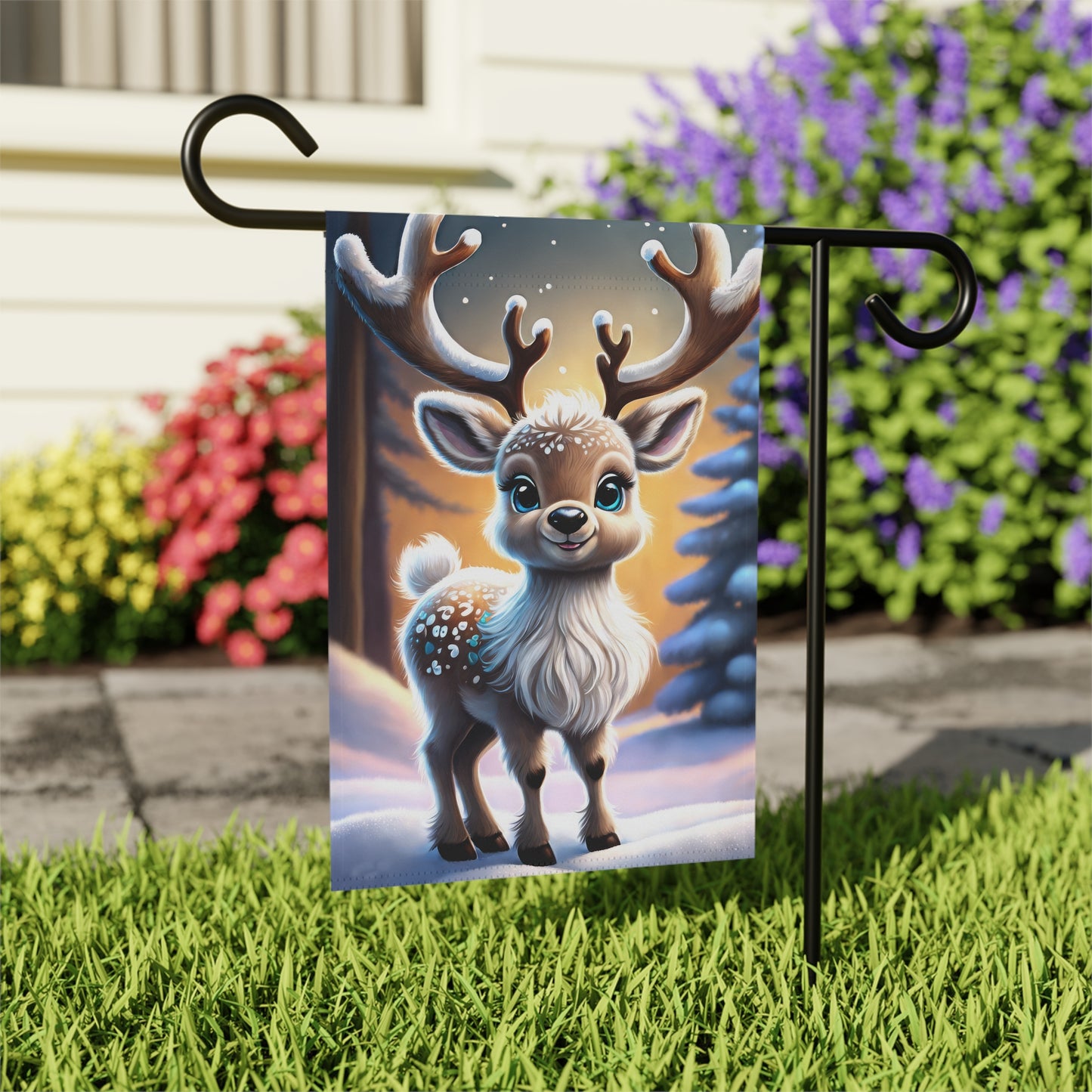 Adorable Spotted Fawn Reindeer Garden Flag
