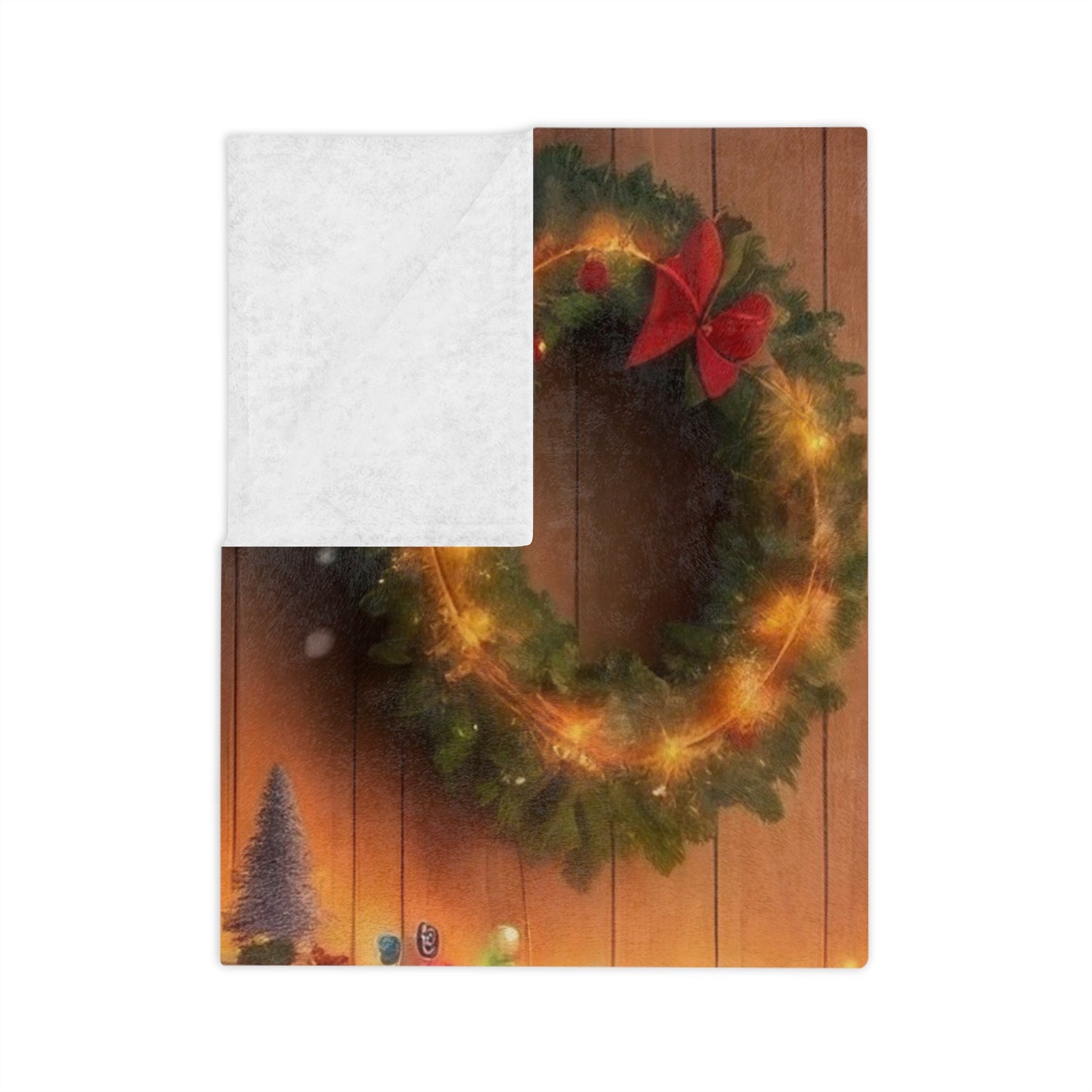 Cozy Christmas Fireplace Scene Velveteen Plush Blanket