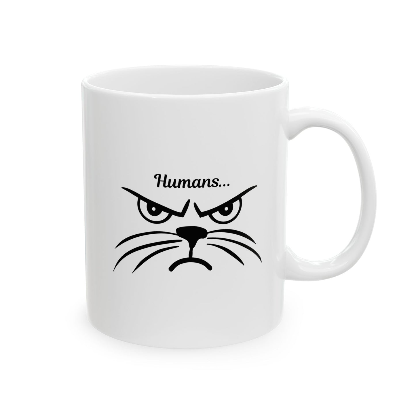 "Humans..." Sarcastic Grumpy Cat Coffee Mug