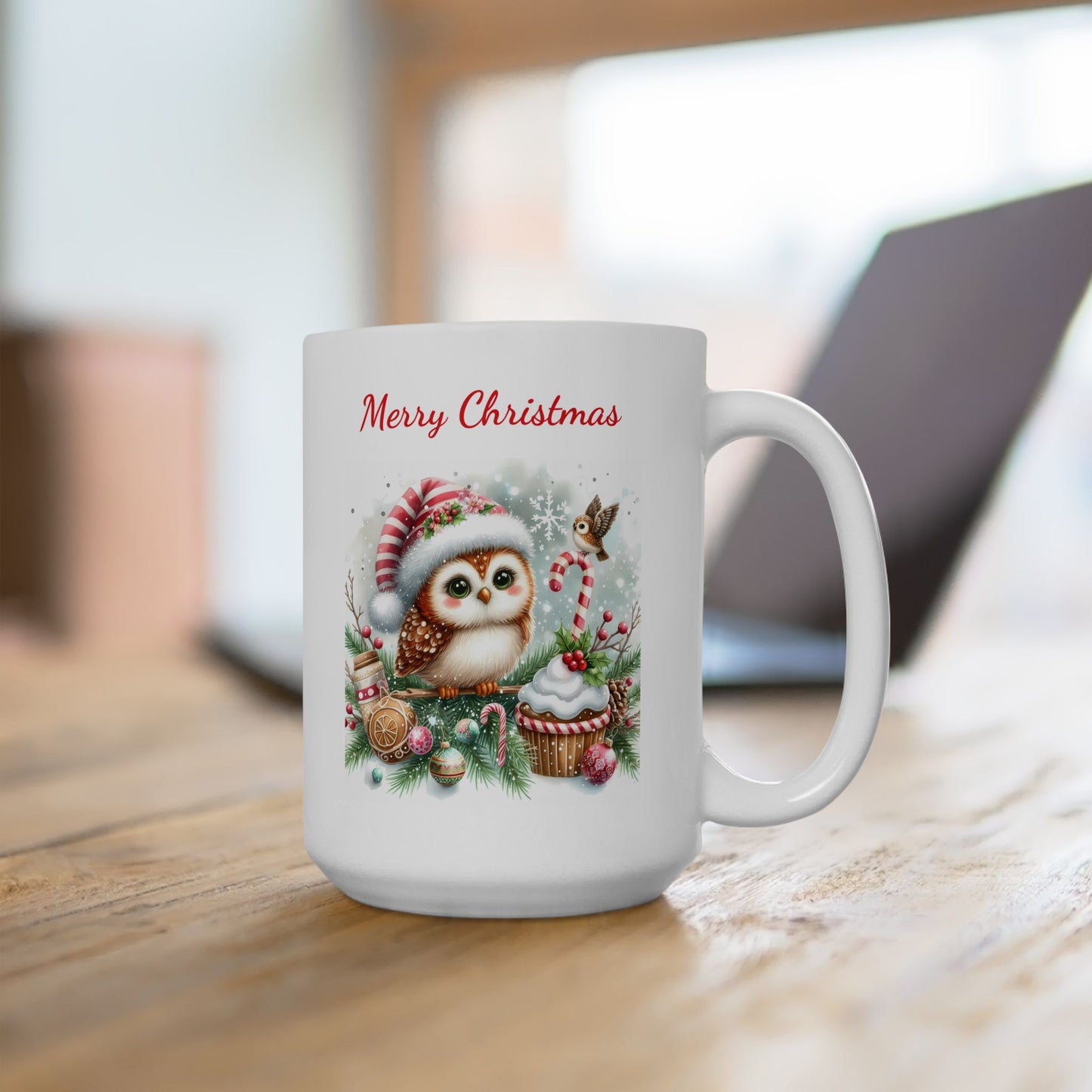 Cute Christmas Owl Coffee Mug