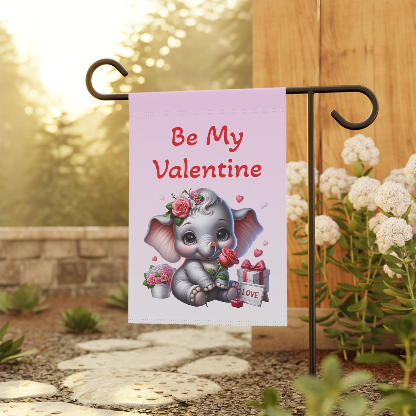 Be My Valentine Elephant Garden Flag