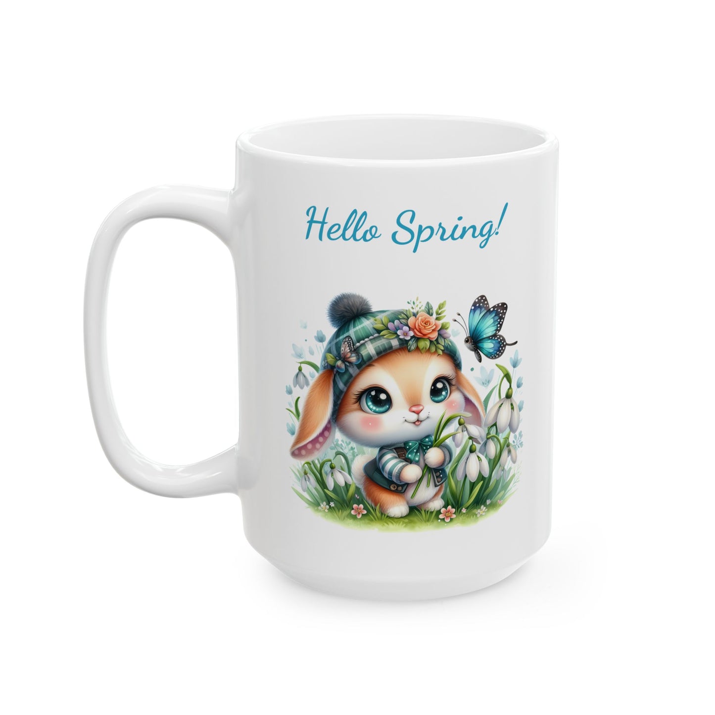 "Hello Spring!" Cute Bunny Mug